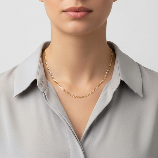 14K Yellow Gold 19" Figaro Chain