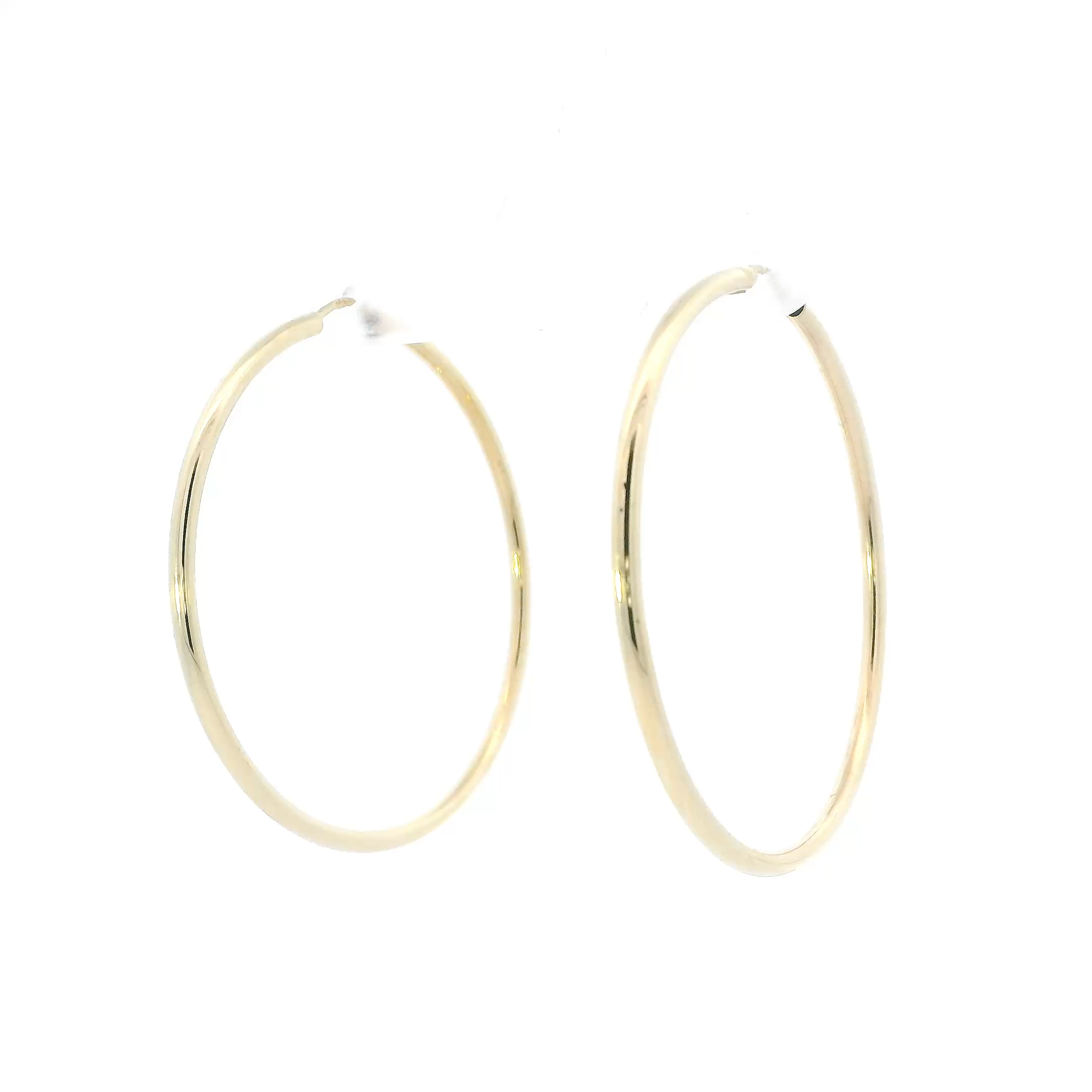 14K Yellow Gold Tube Hoop Earrings