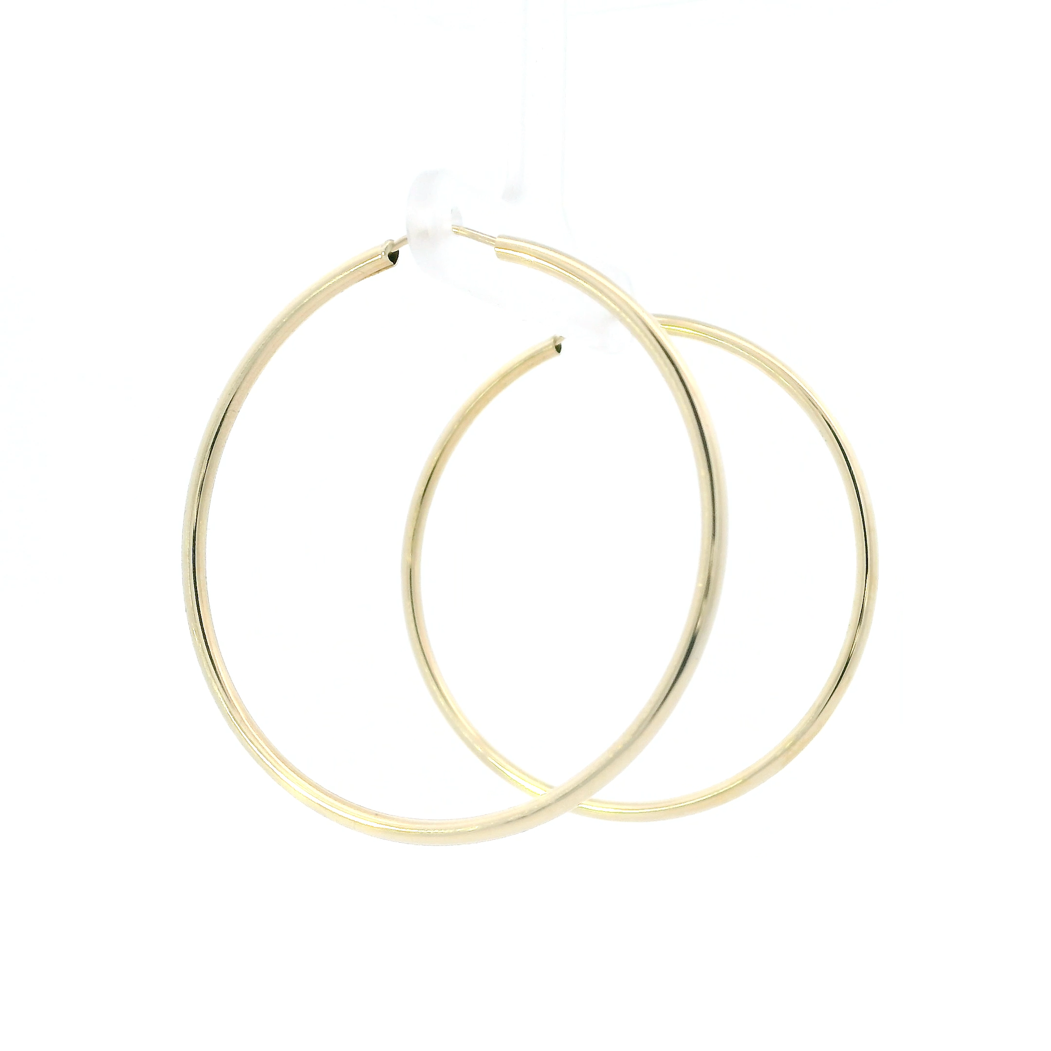 14K Yellow Gold Tube Hoop Earrings