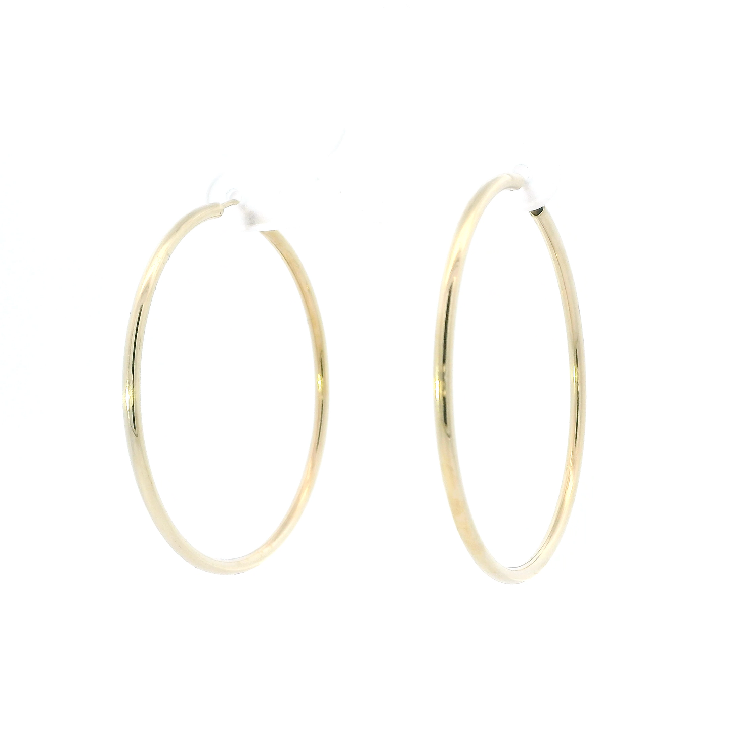 14K Yellow Gold Tube Hoop Earrings