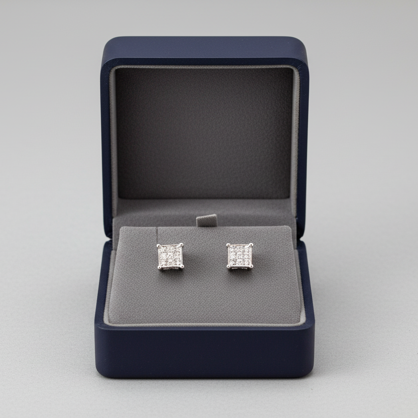 14K White Gold Diamonds Earrings - 0.36ct