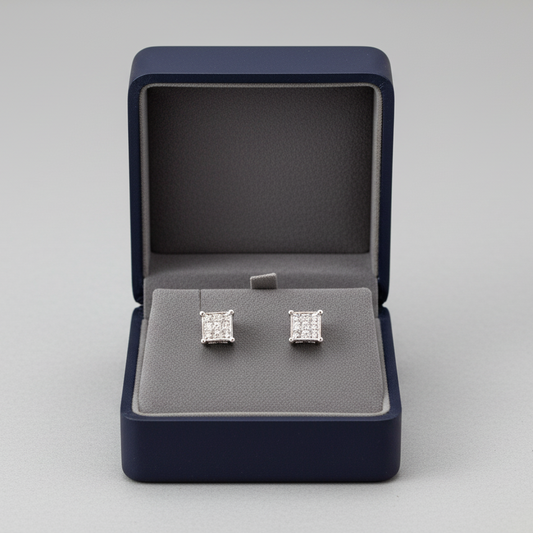 14K White Gold Diamonds Earrings - 0.36ct