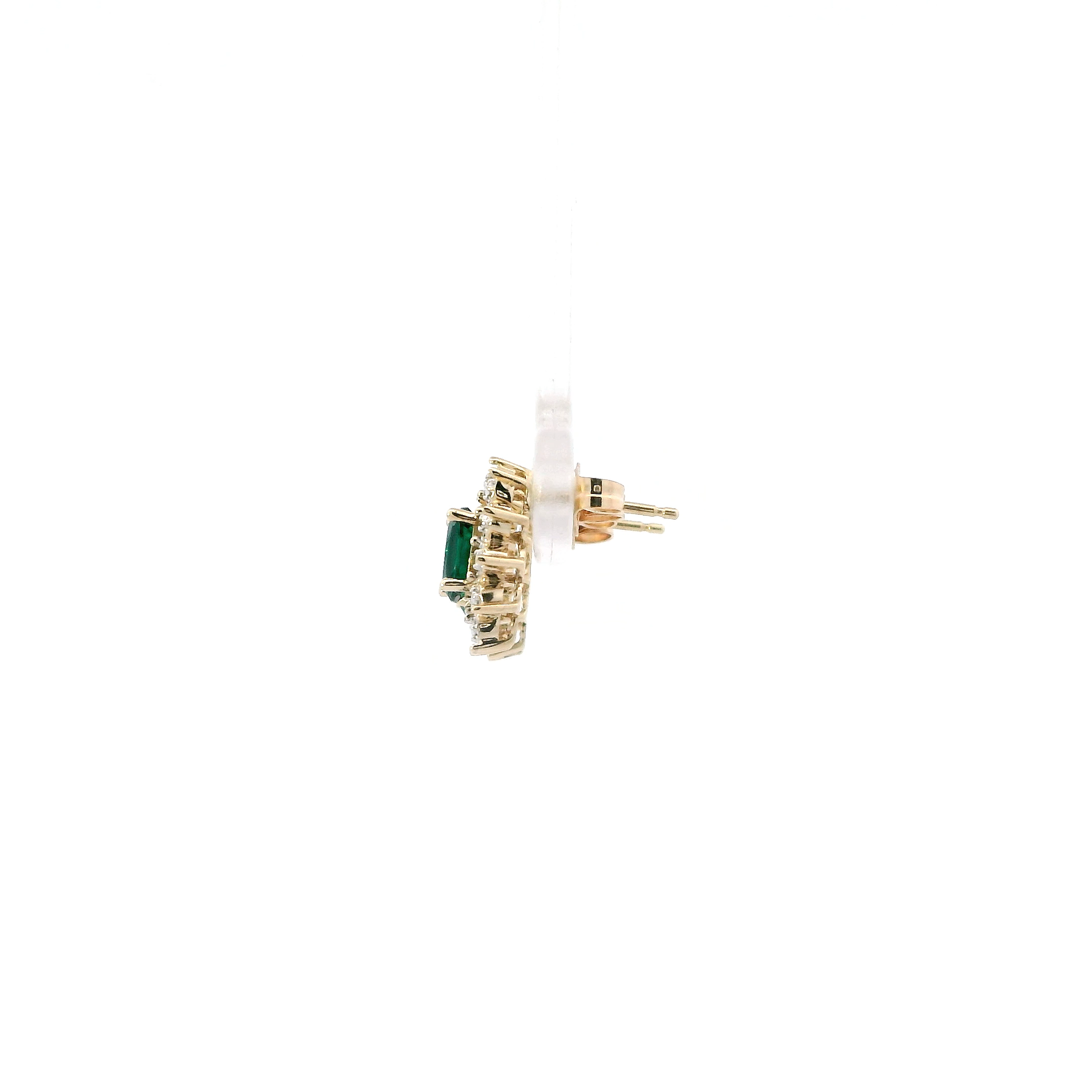 10K Yellow Gold Synthetic Emerald Earrings