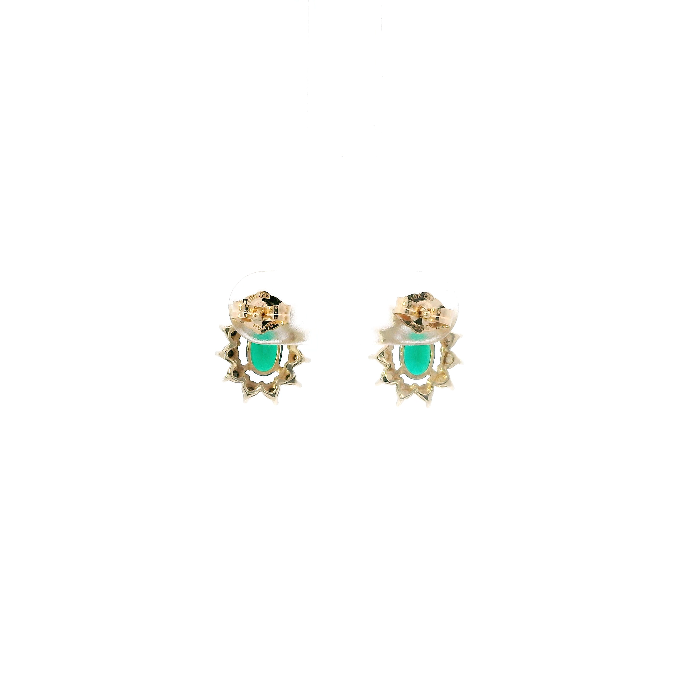 10K Yellow Gold Synthetic Emerald Earrings