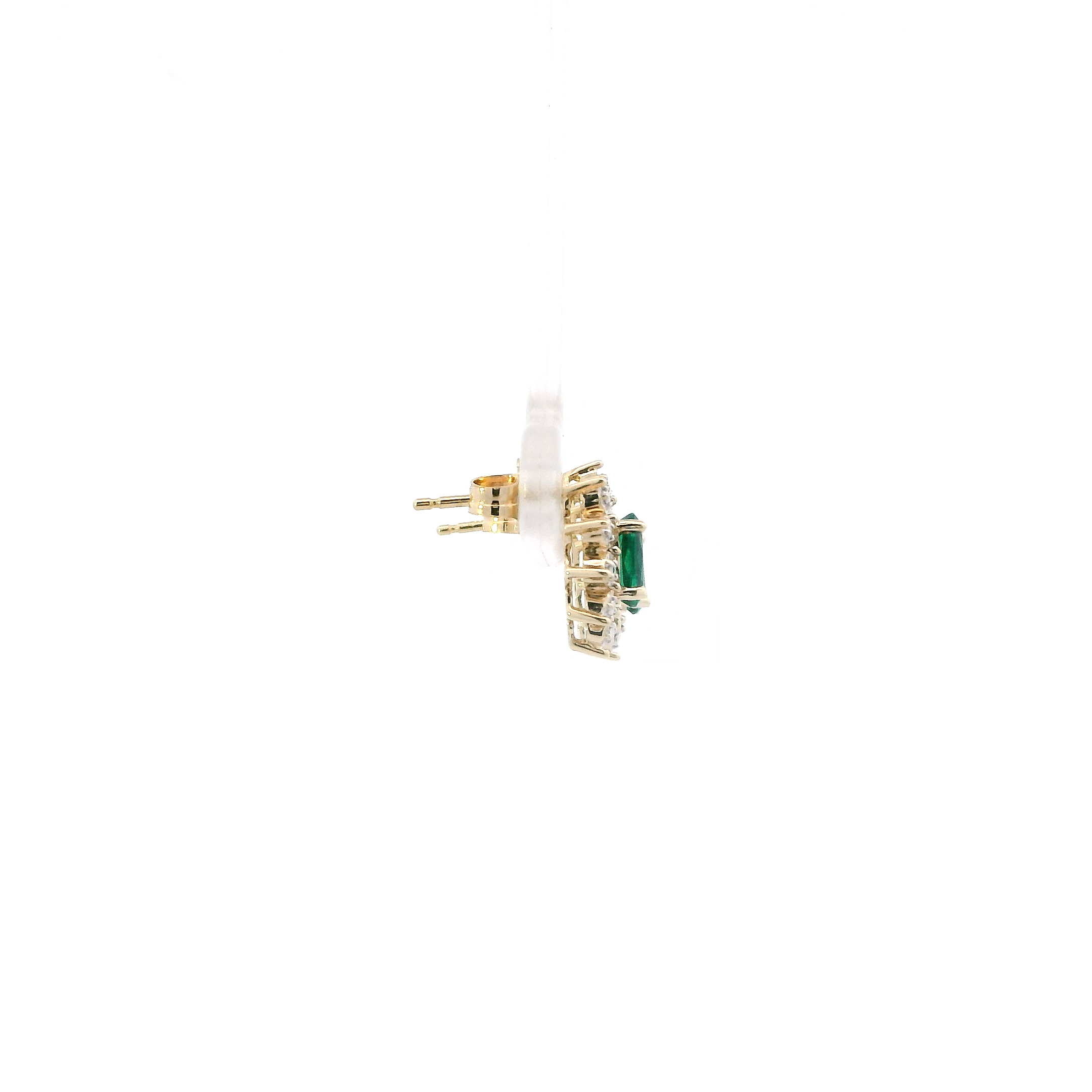10K Yellow Gold Synthetic Emerald Earrings