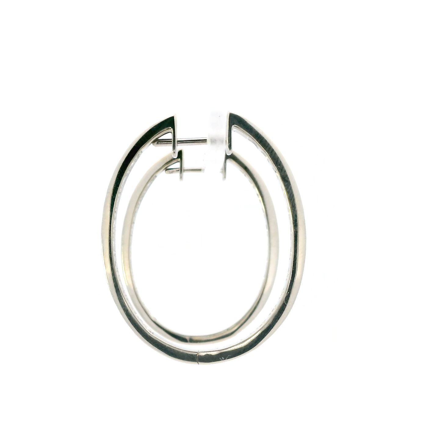 14K White Gold Diamond Oval Hoop Earrings - 0.80ct