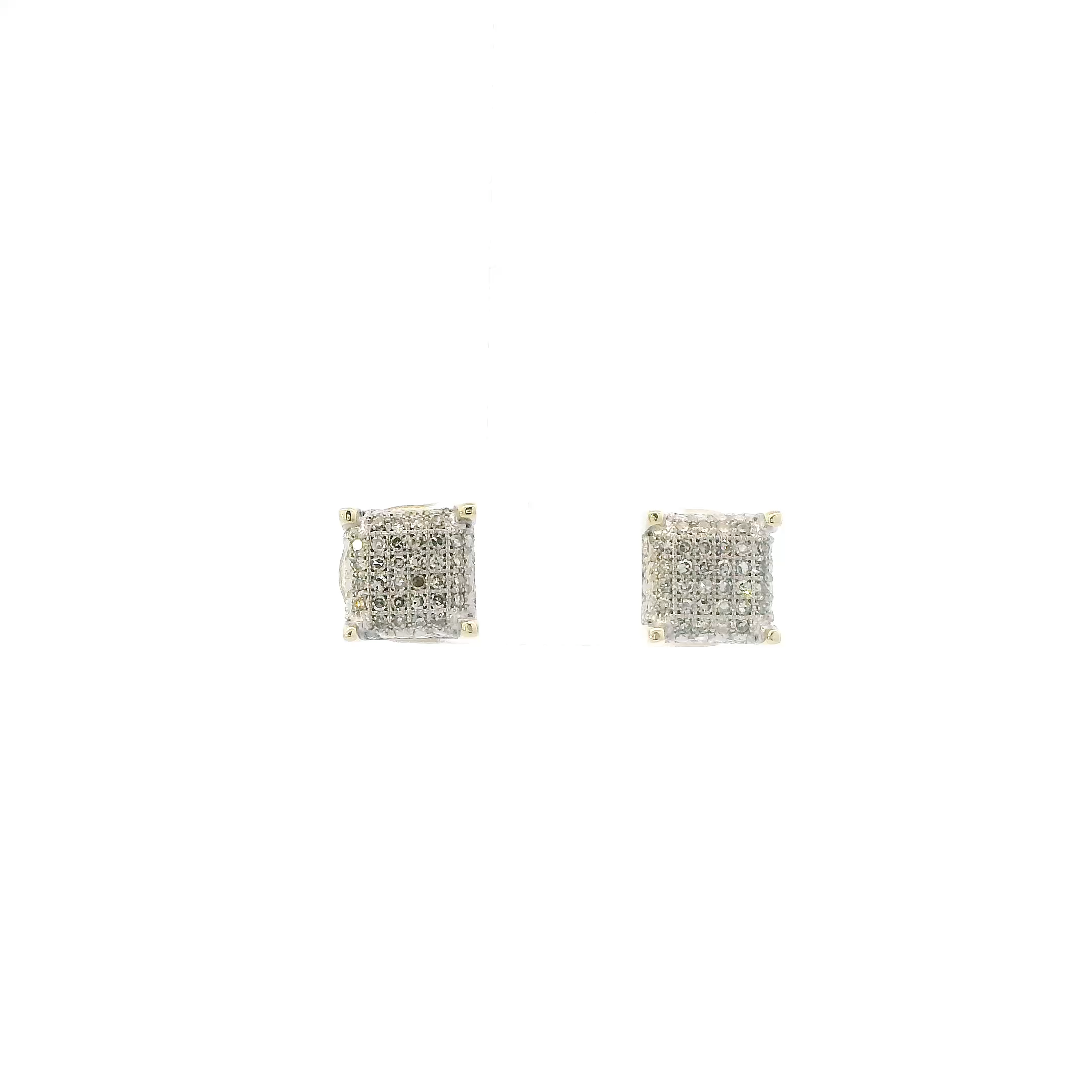 10K Yellow Gold Diamonds Screwback Earrings