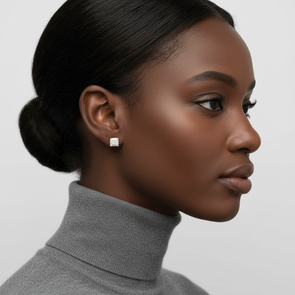 10K Yellow Gold Diamonds Screwback Earrings