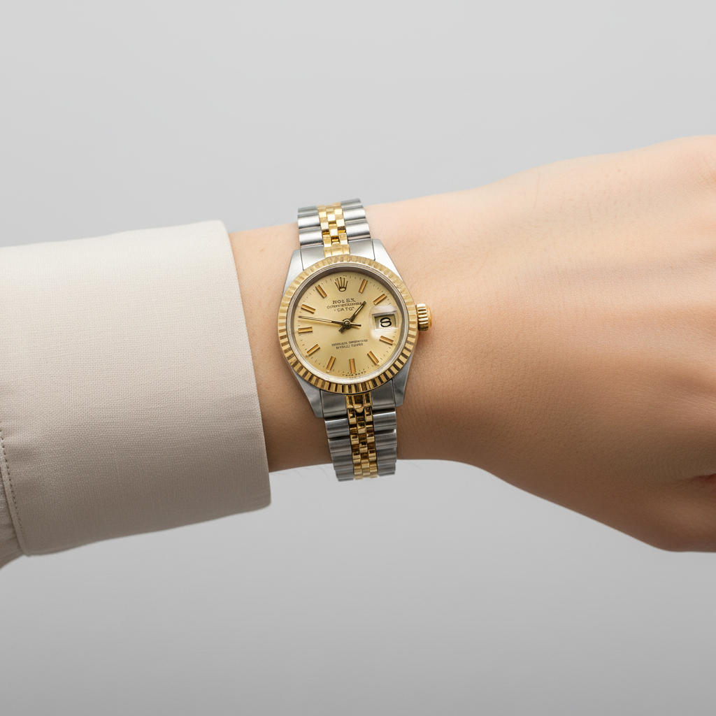 Rolex Oyster Perpetual Datejust Two Tone Jubilee Champagne Dial Ladies Wristwatch - 5932403