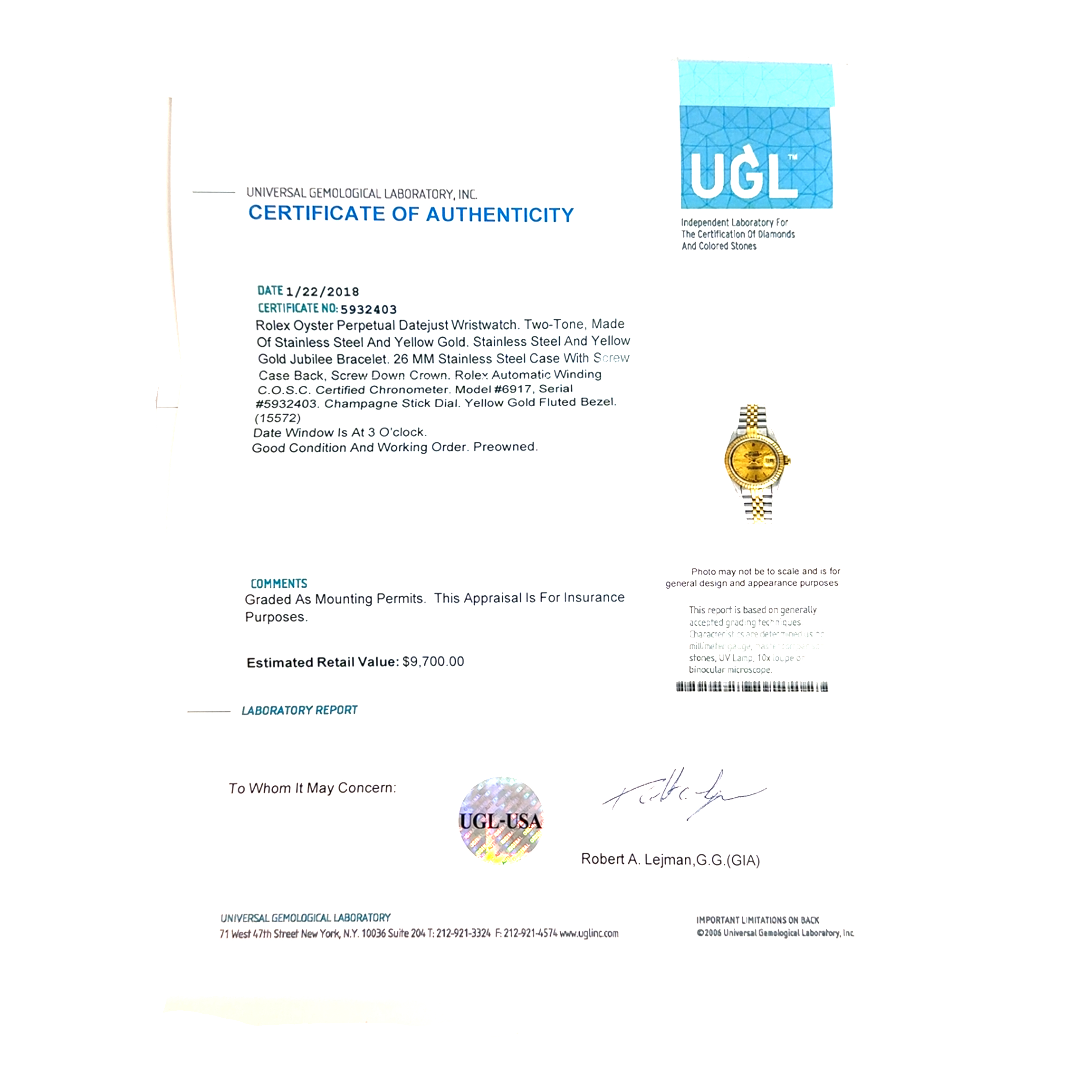 Rolex Oyster Perpetual Datejust Two Tone Jubilee Champagne Dial Ladies Wristwatch - 5932403