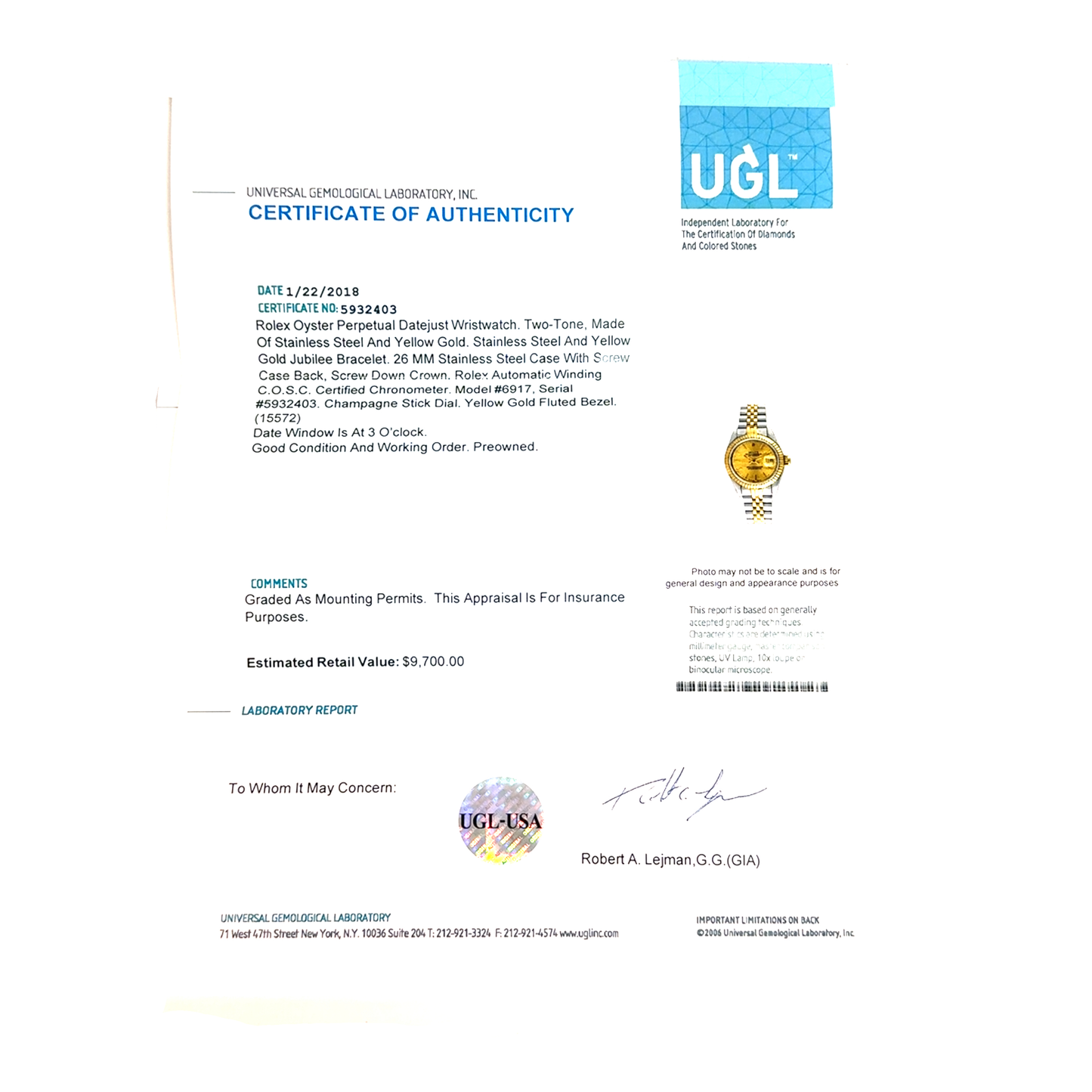 Rolex Oyster Perpetual Datejust Two Tone Jubilee Champagne Dial Ladies Wristwatch - 5932403