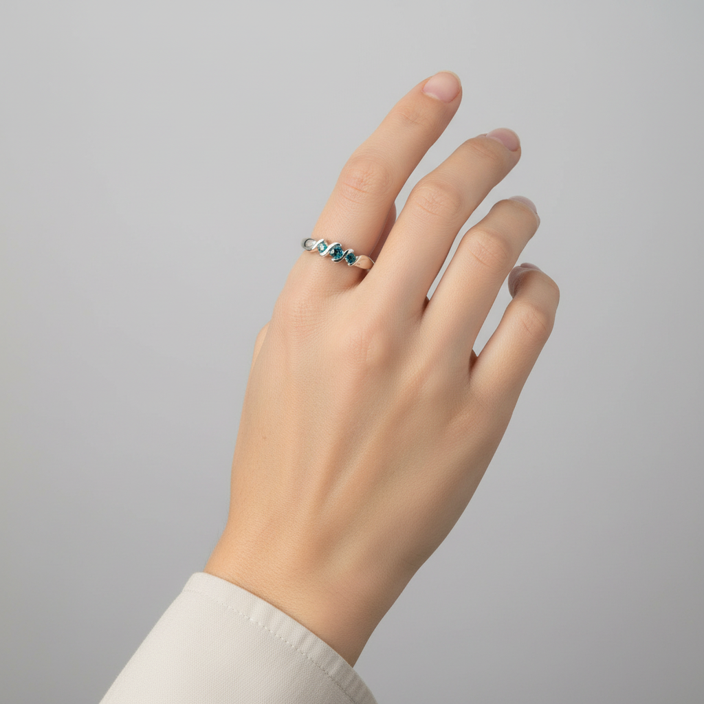 14K White Gold Blue Diamond Womens Ring - 0.24ct