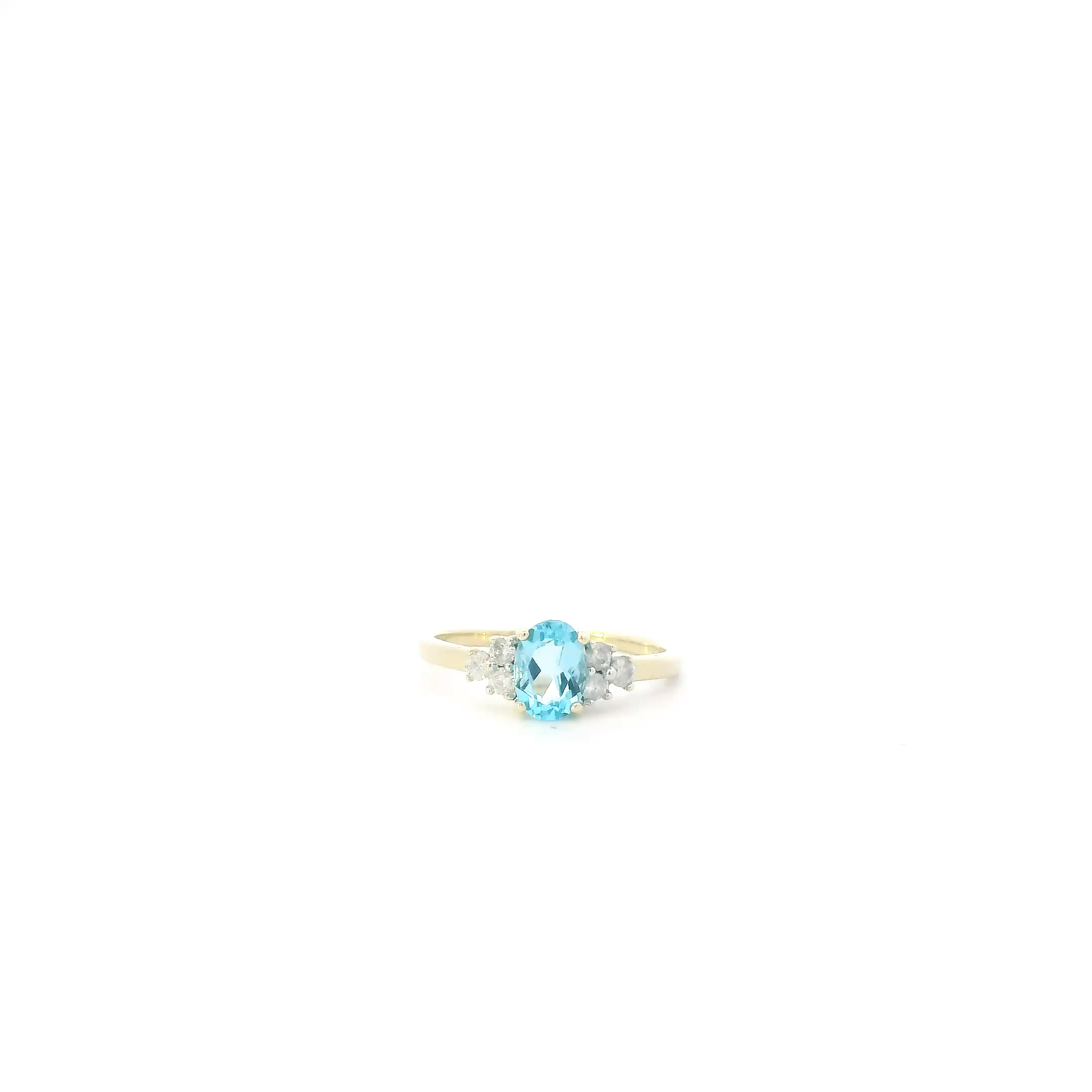 10K Yellow Gold Topaz & Diamond  Womens Ring - 0.18ct