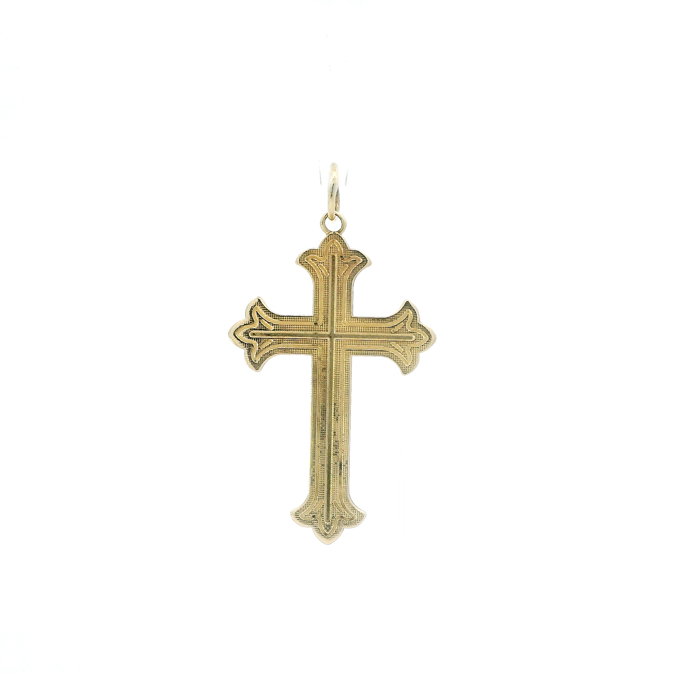 14K Yellow & White Gold Diamond Cut Cross Pendent