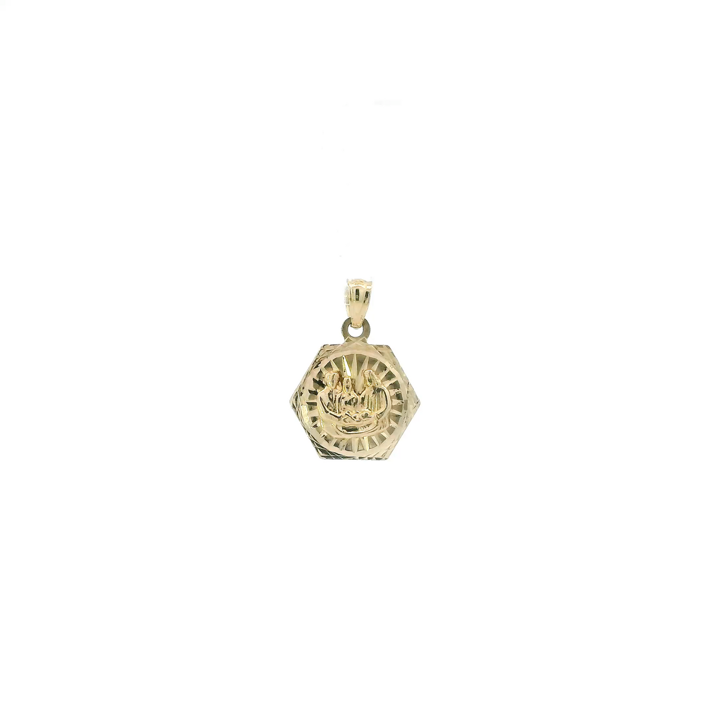 14K Yellow Gold Religious Baptism Pendant
