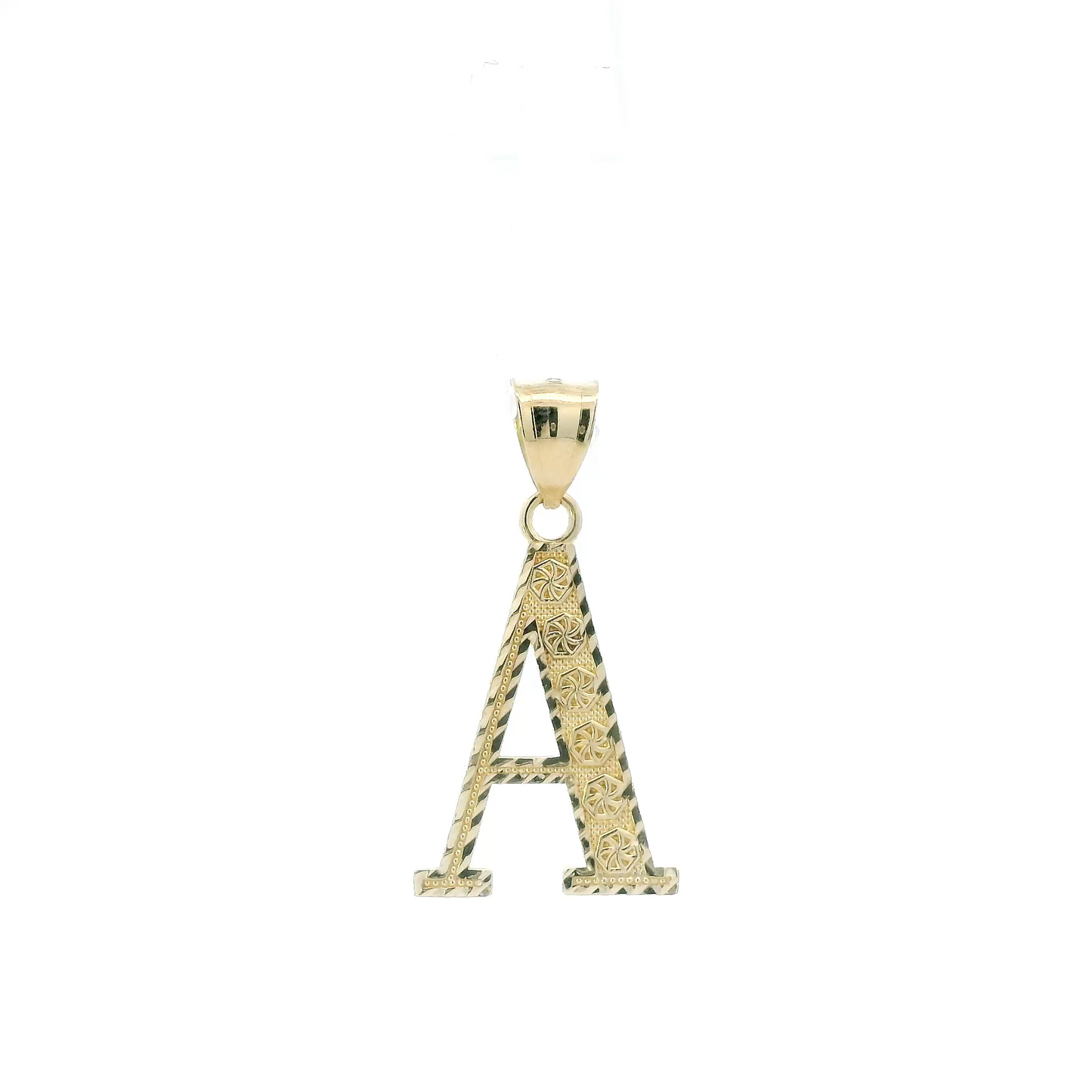 10K Yellow Gold Diamond Cut Letter "A" Pendant