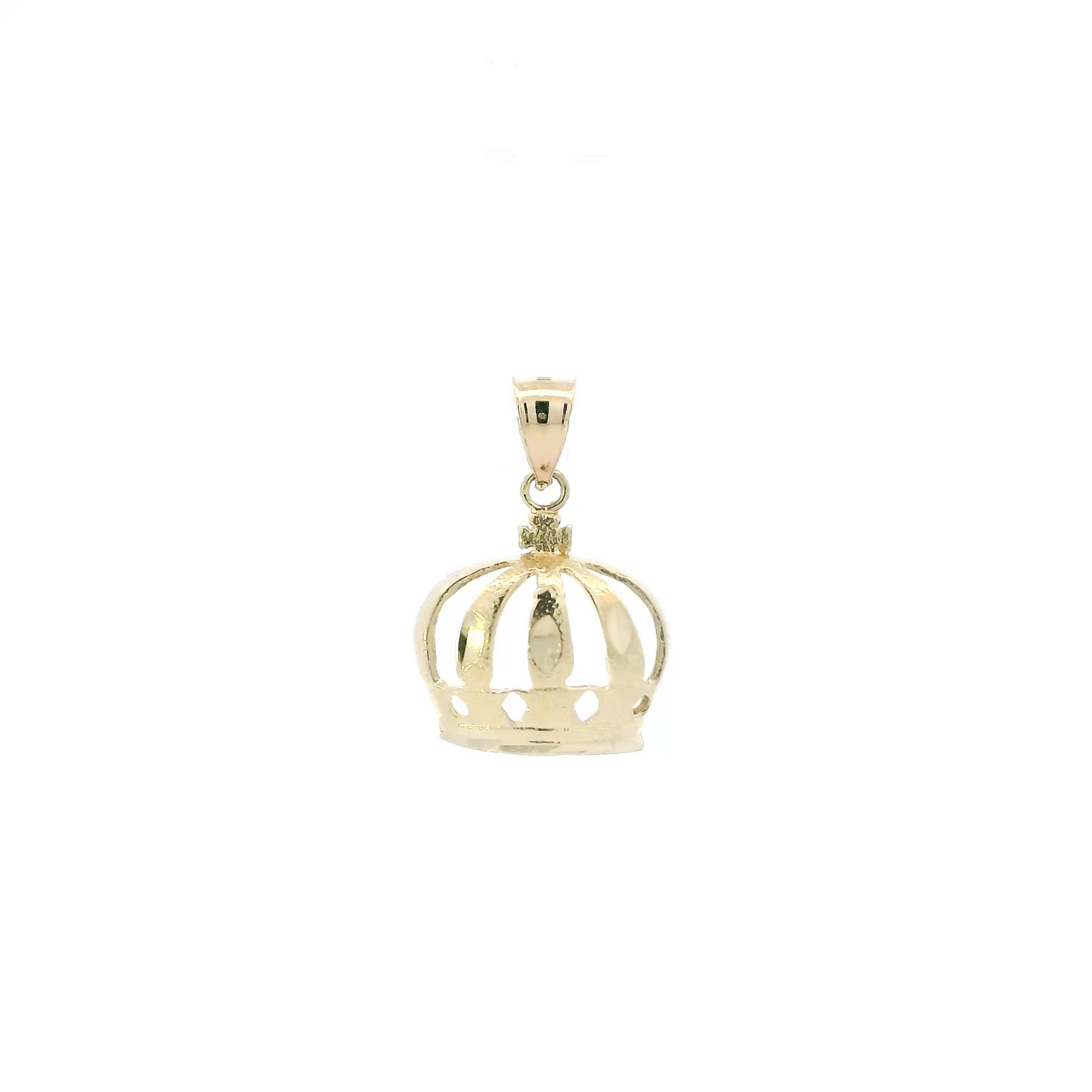 10K Yellow Gold Diamond Cut Crown Pendant