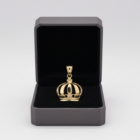 10K Yellow Gold Diamond Cut Crown Pendant