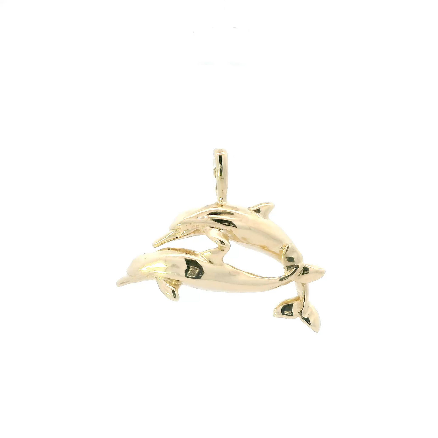 14K Yellow Gold Double Dolphin Pendant