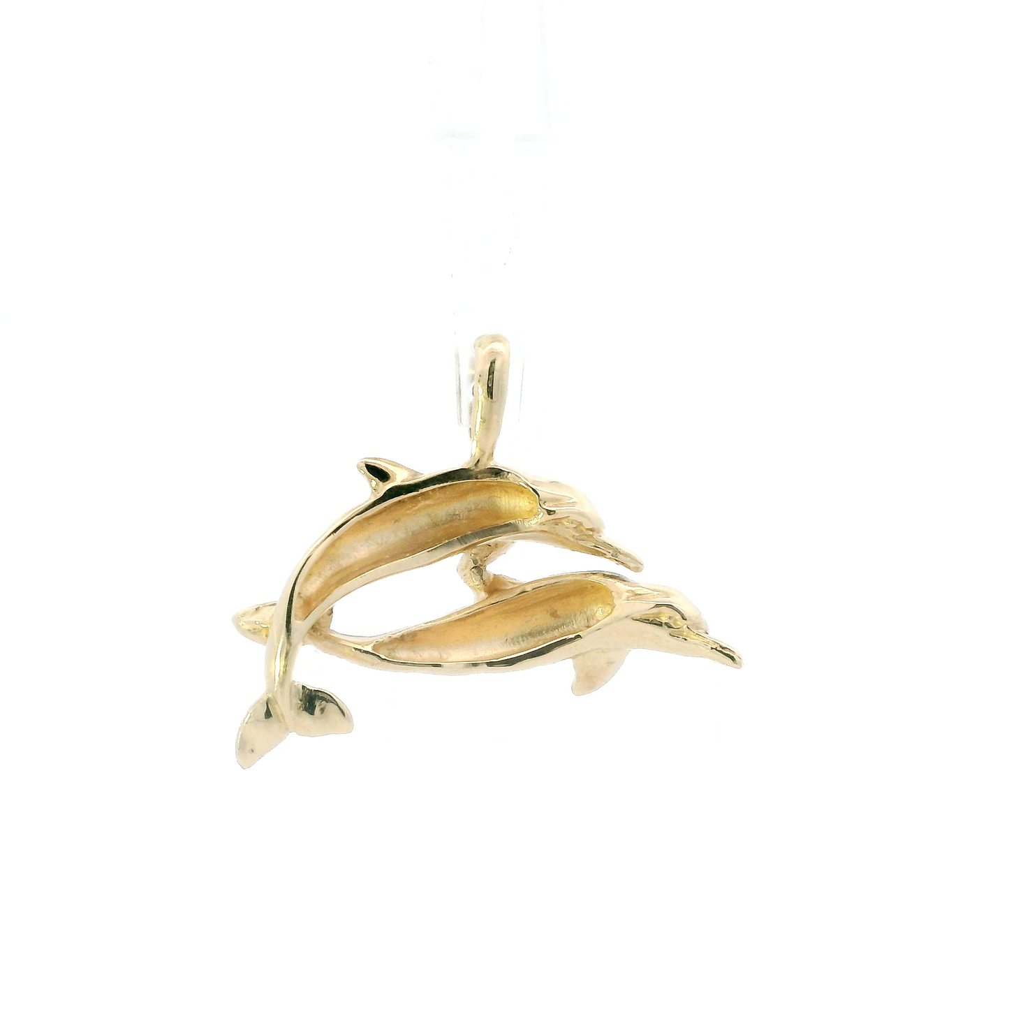14K Yellow Gold Double Dolphin Pendant