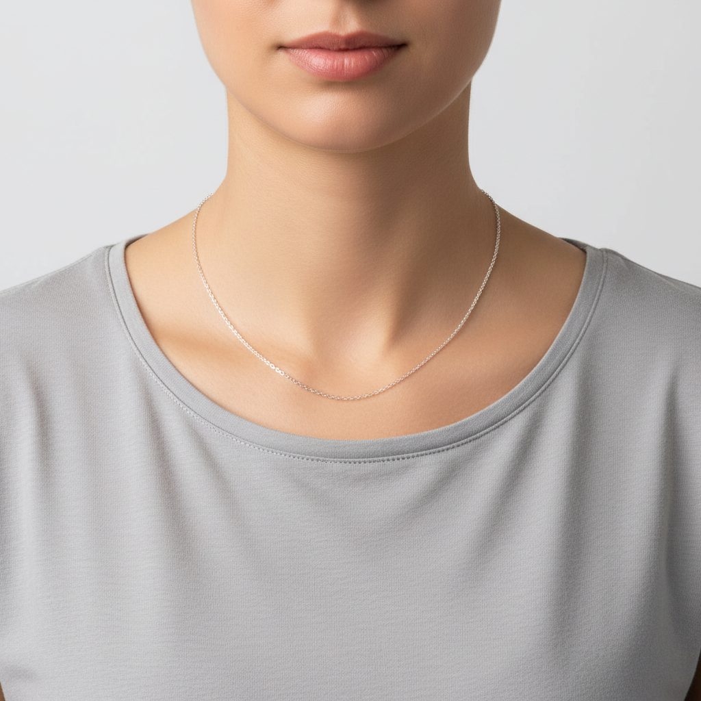 14K White Gold 22" Cable Chain