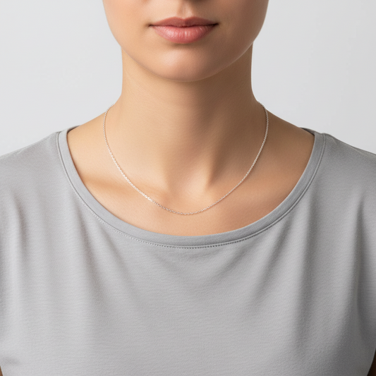14K White Gold 22" Cable Chain