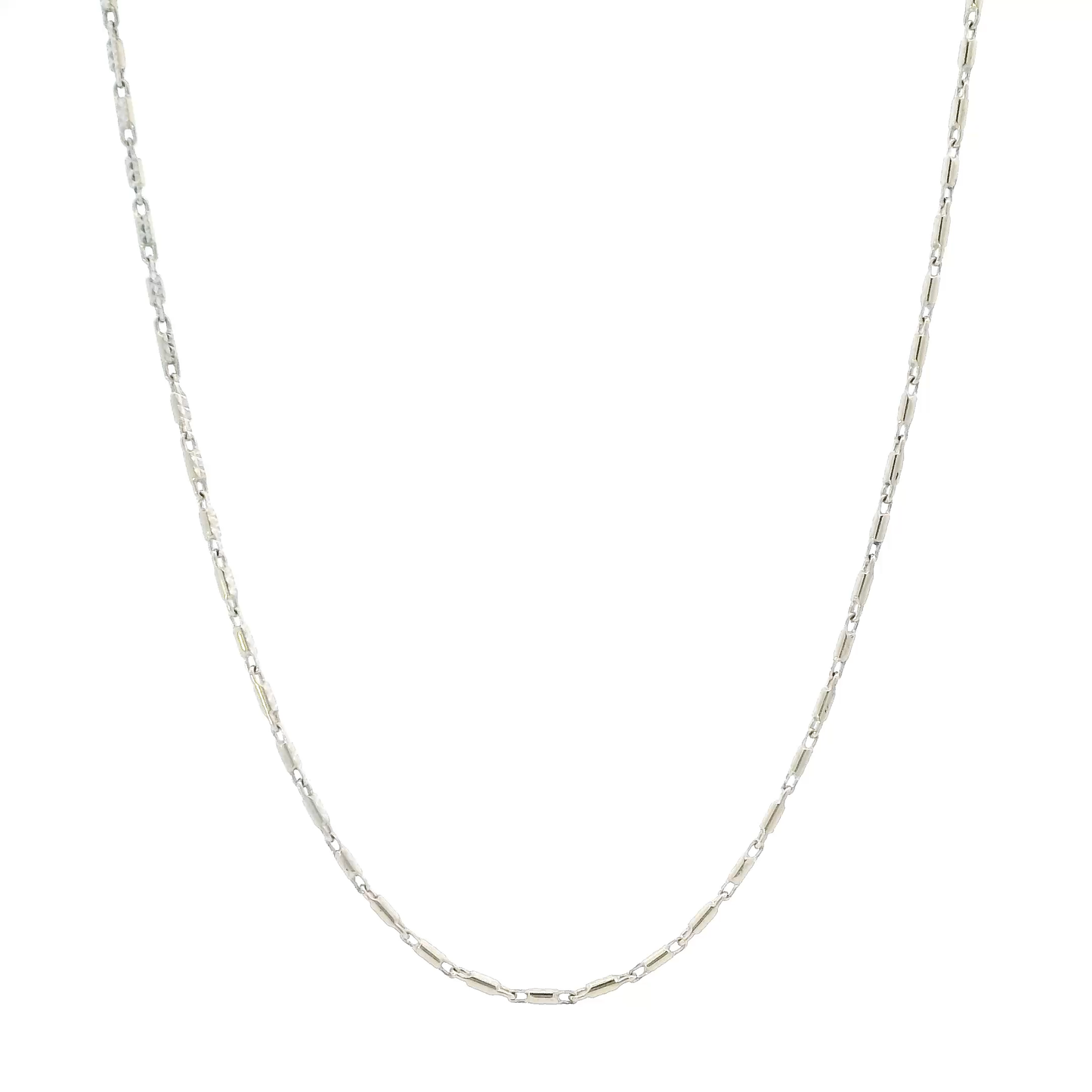 18K White Gold 16" Bar Link Chain