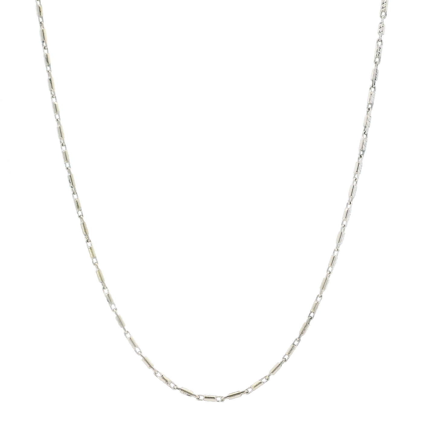 18K White Gold 16" Bar Link Chain