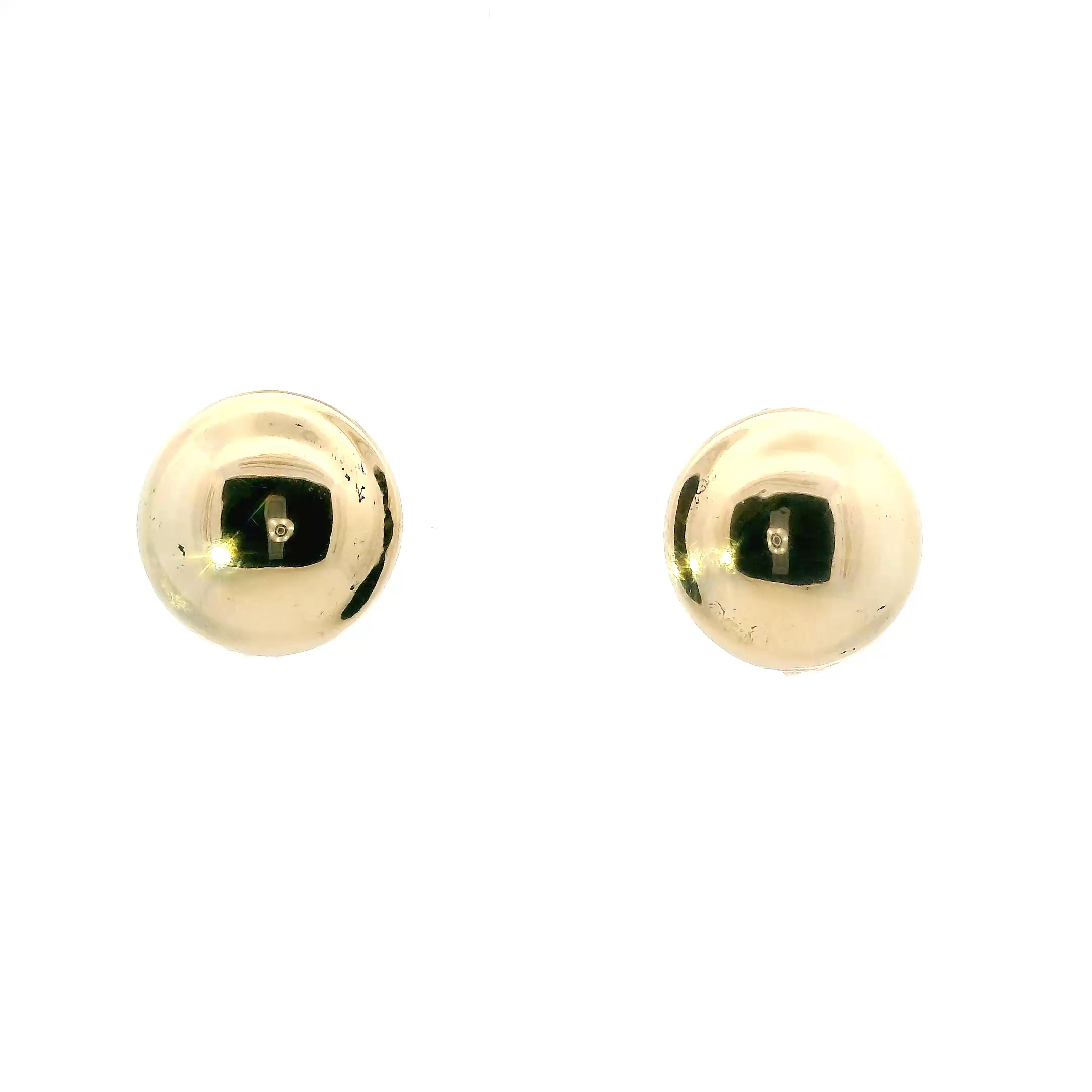 14K Yellow Gold Round Button Hinged Earrings