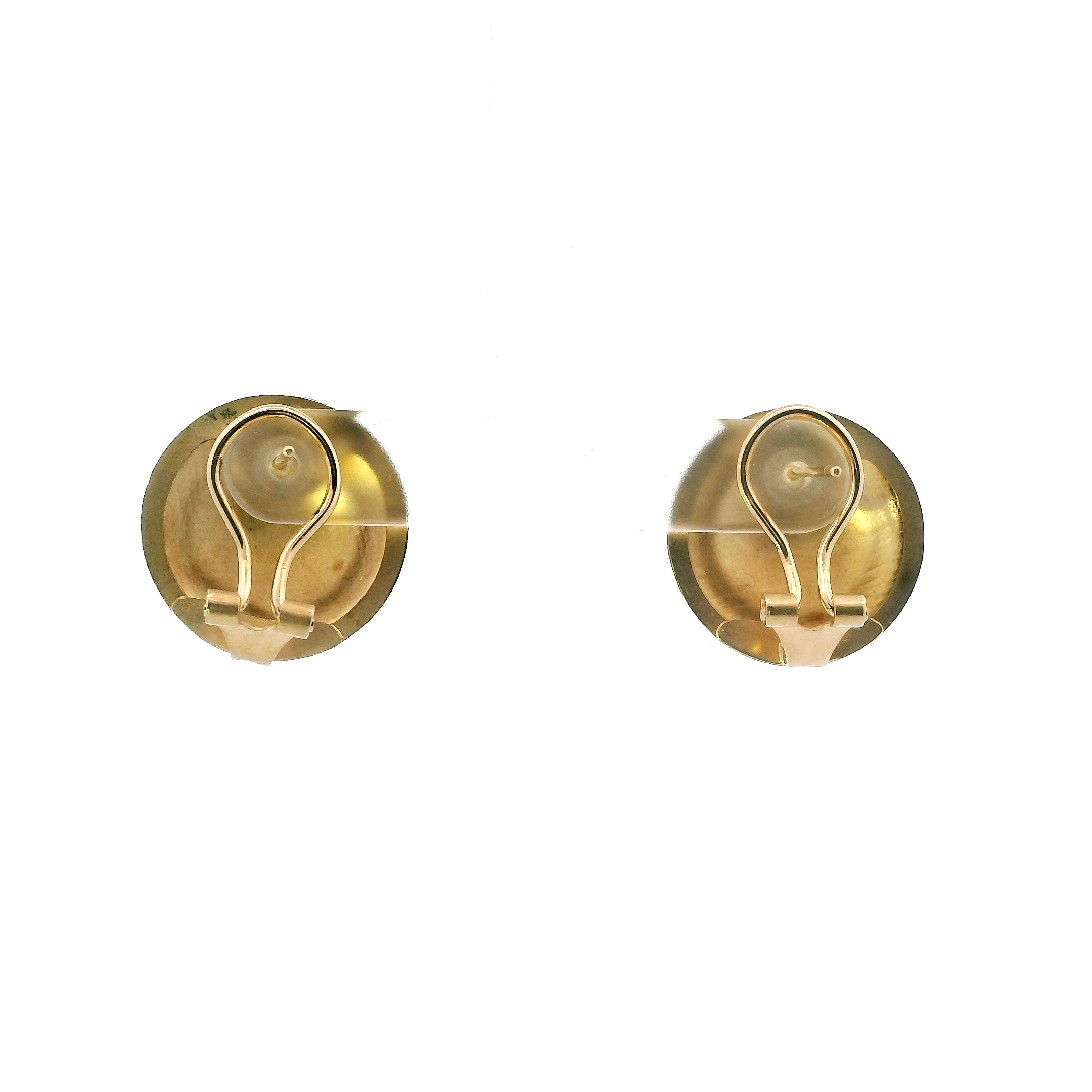 14K Yellow Gold Round Button Hinged Earrings