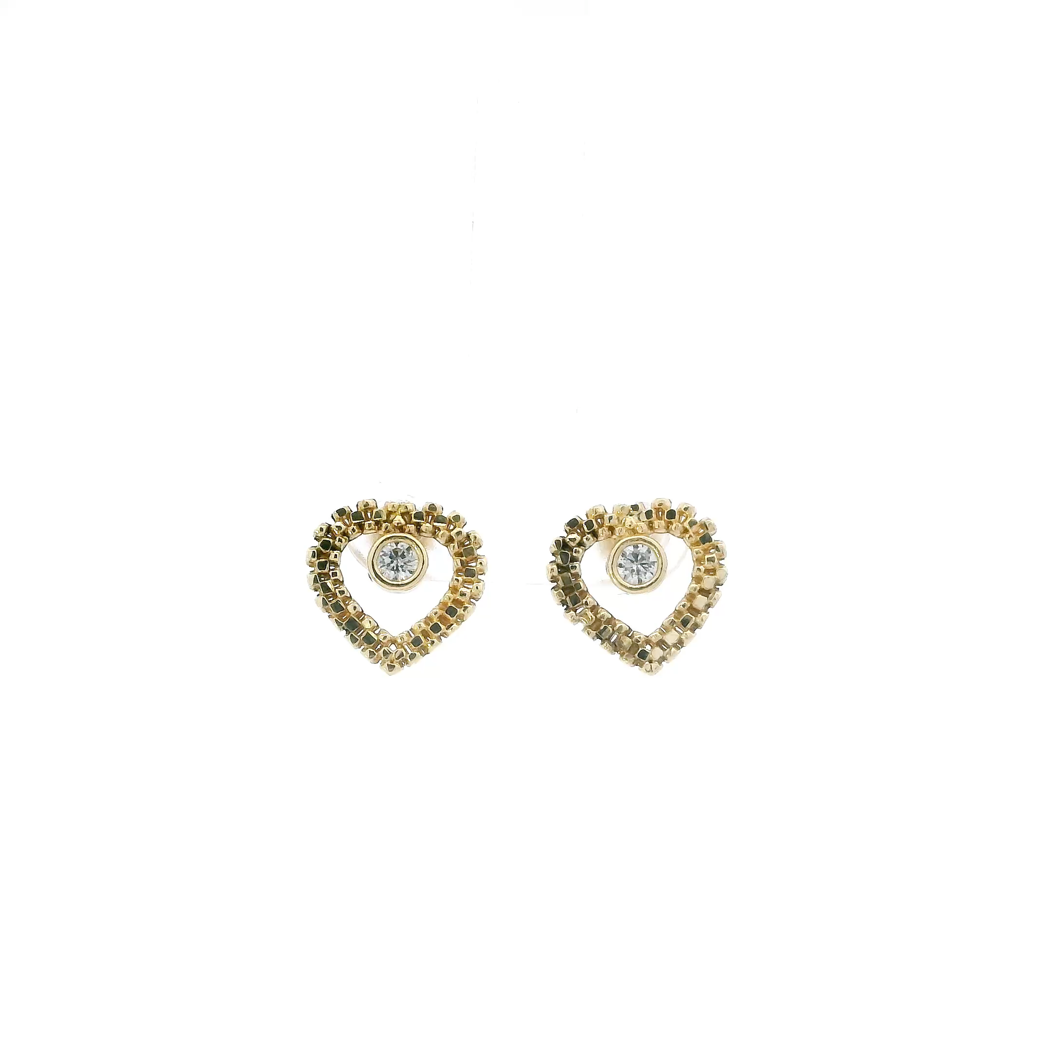 10K Yellow Gold Rolex Heart Stud Earrings