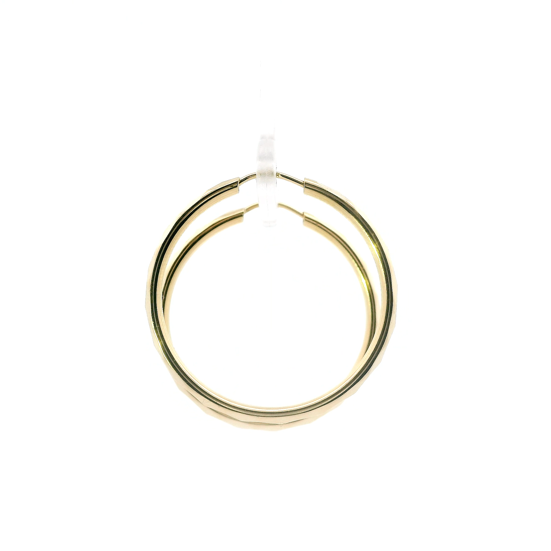 14K Yellow Gold Diamond Cut Hoop Earrings