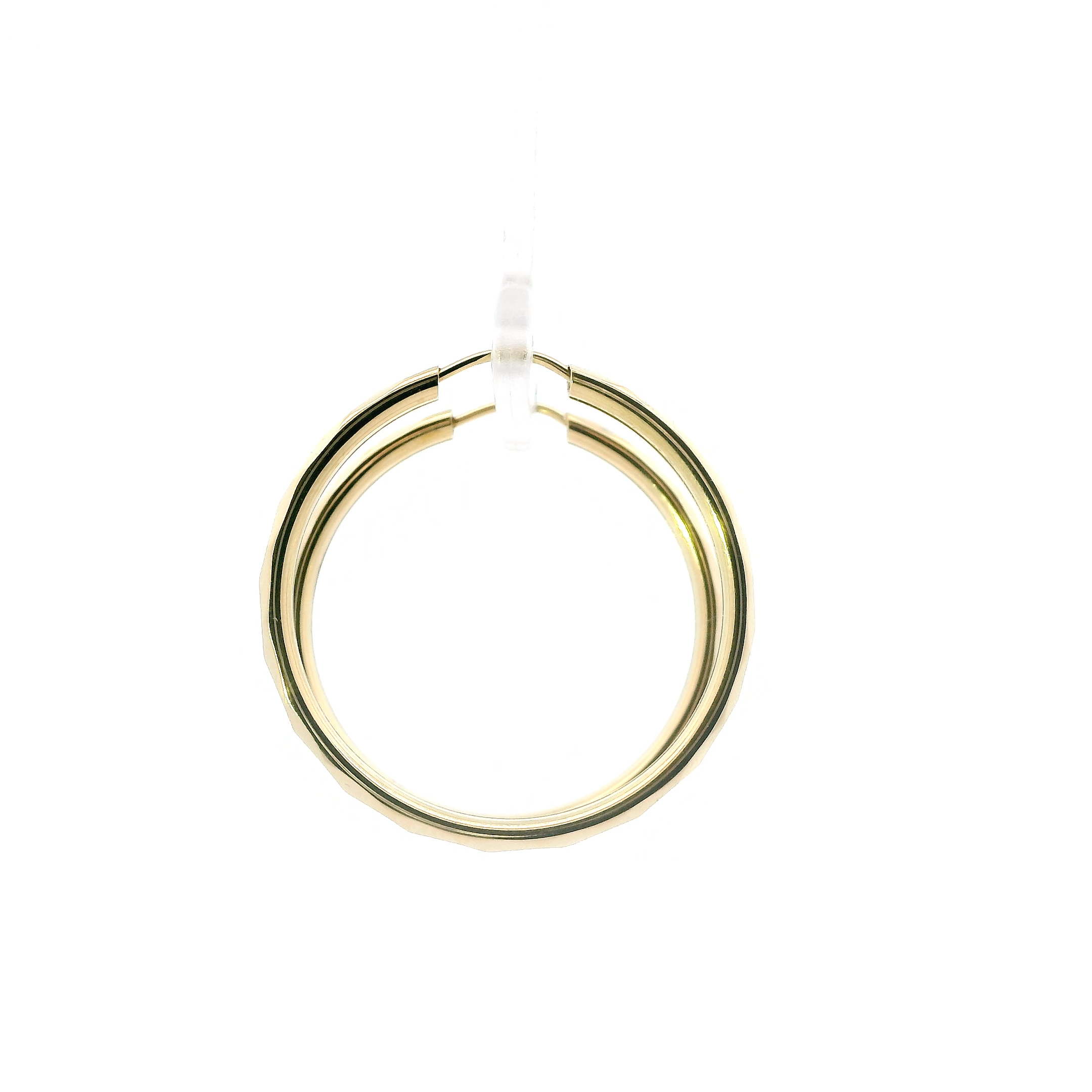 14K Yellow Gold Diamond Cut Hoop Earrings