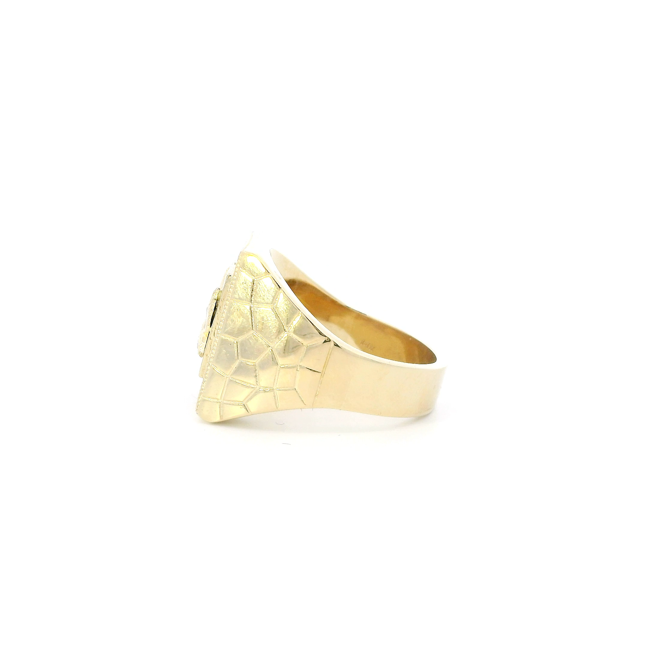 14K Yellow Gold Square Cz Nugget Eagle Mens Ring