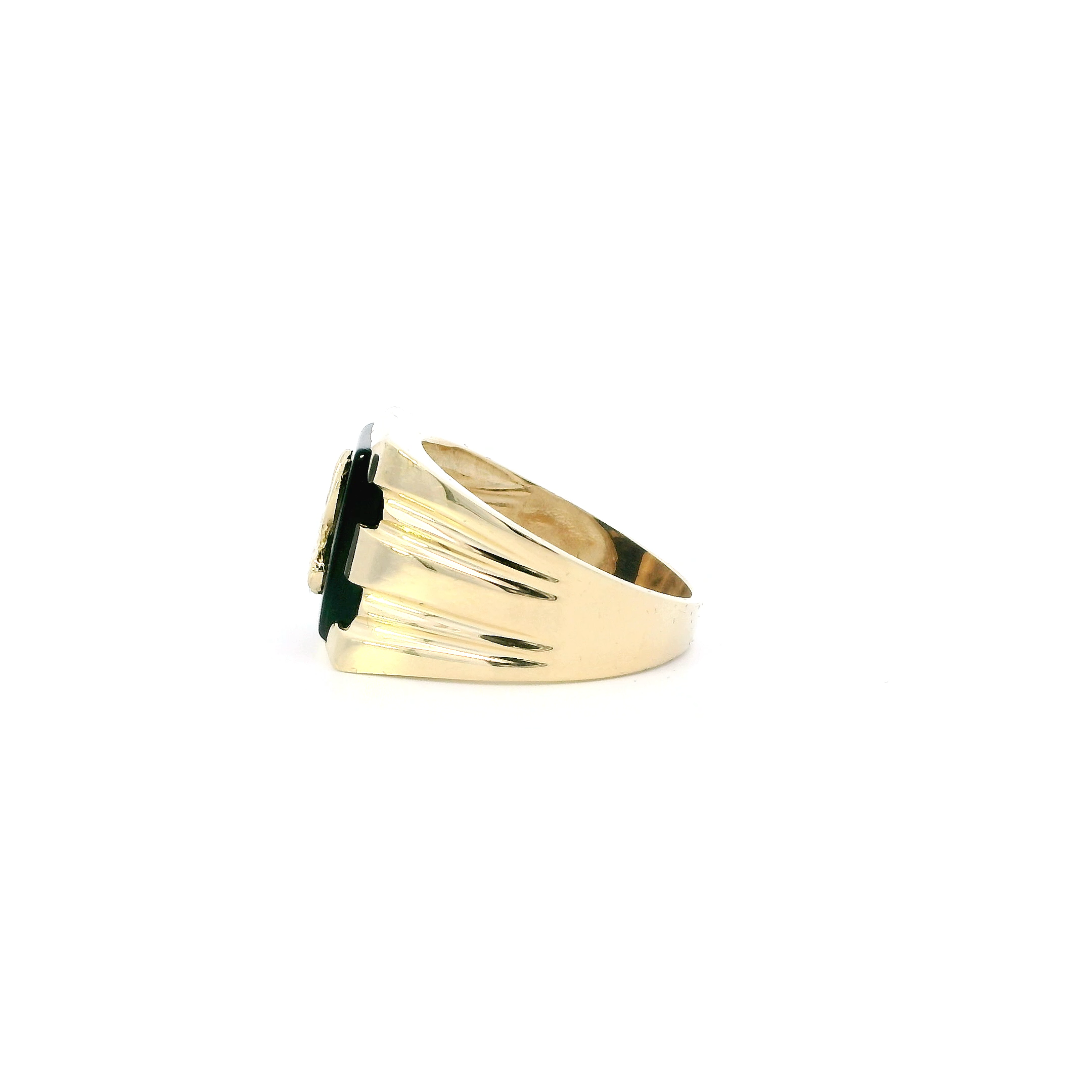 14K Yellow Gold Black Onyx Eagle Ring