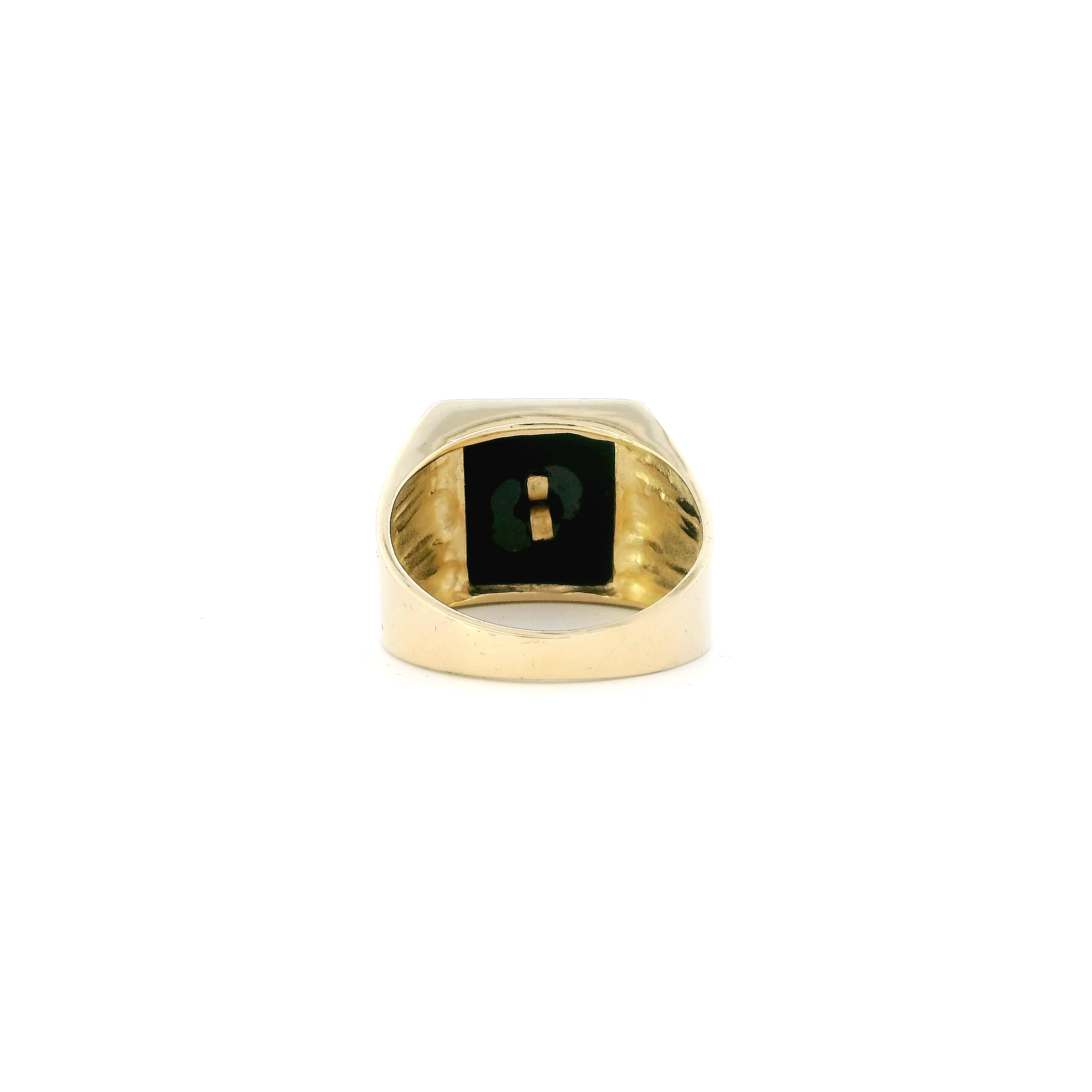 14K Yellow Gold Black Onyx Eagle Ring