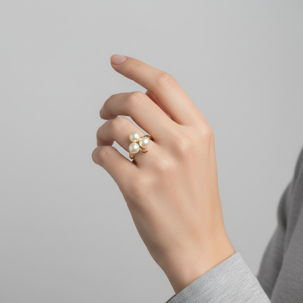 10K Yellow Gold Pearl Womens Ring