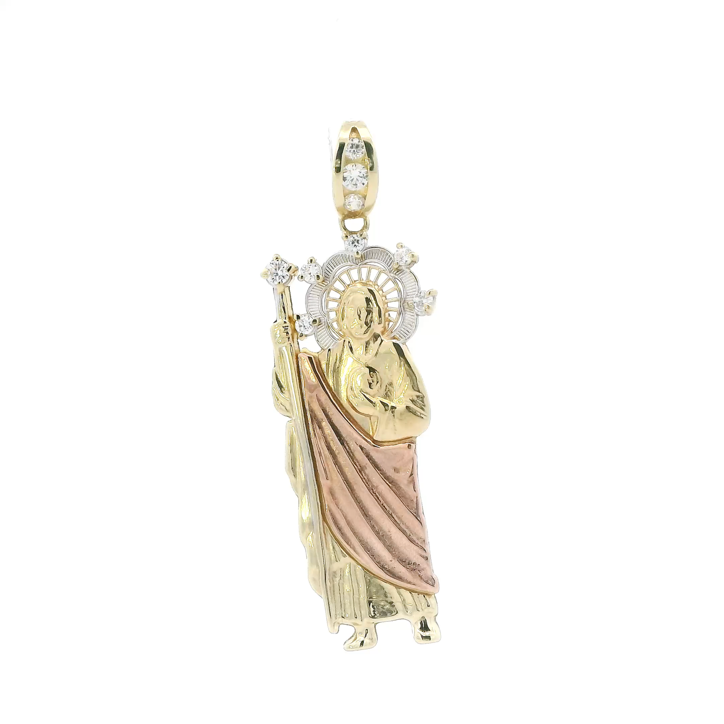 10K Tri Color Standing Religious Figure Pendant