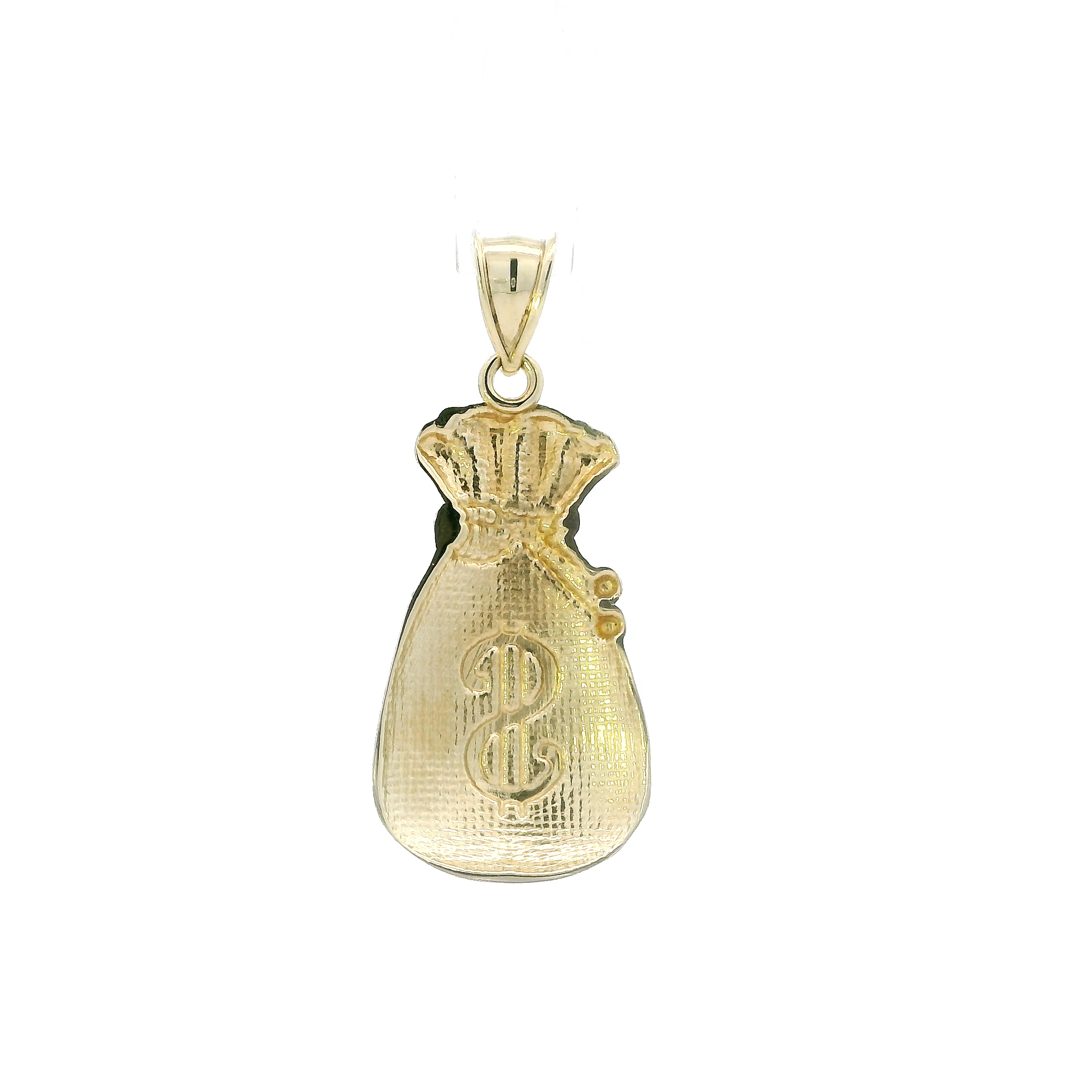 10K Yellow Gold Diamond Cut Money Bag Pendant