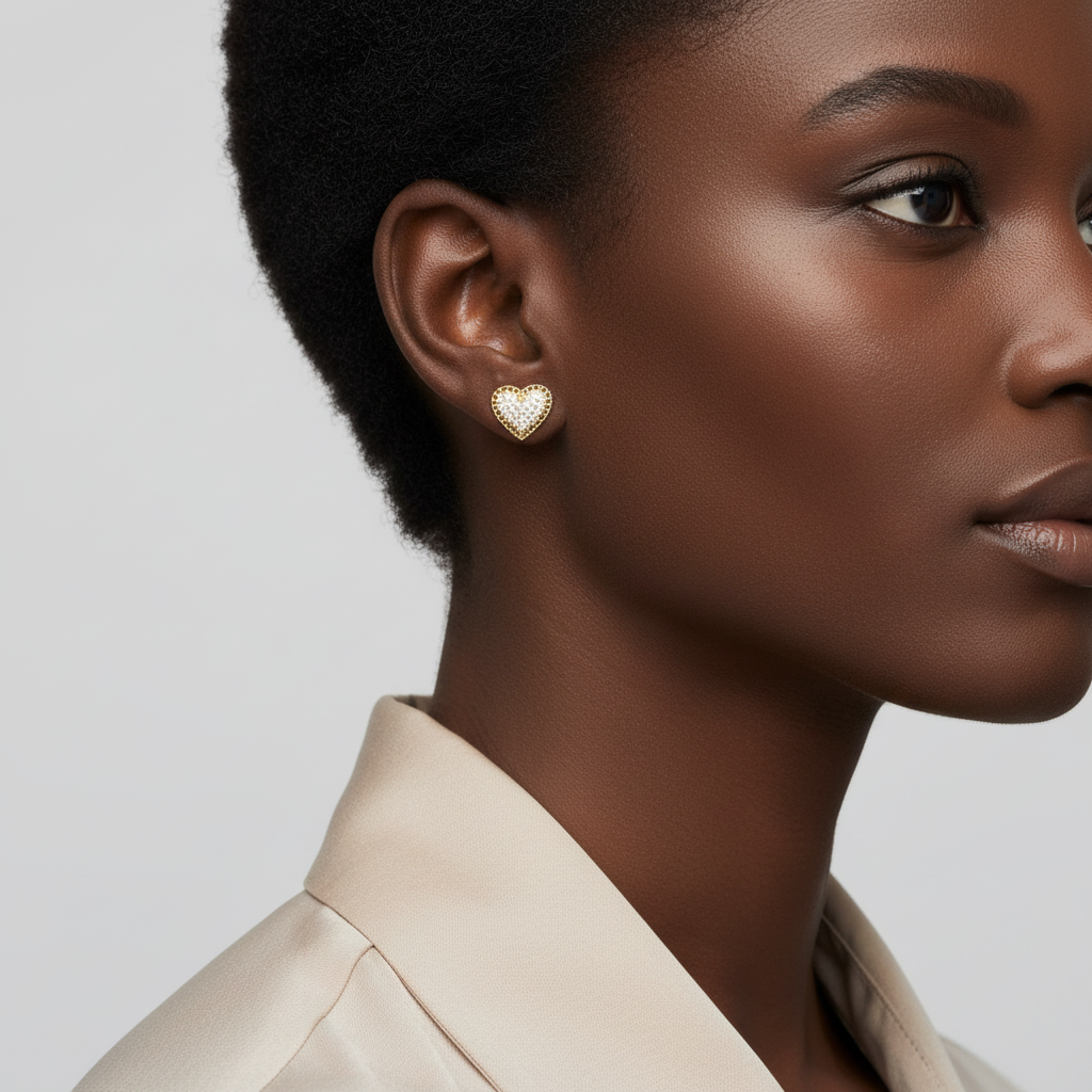 10K Yellow Gold Cz Rolex Stud Earrings