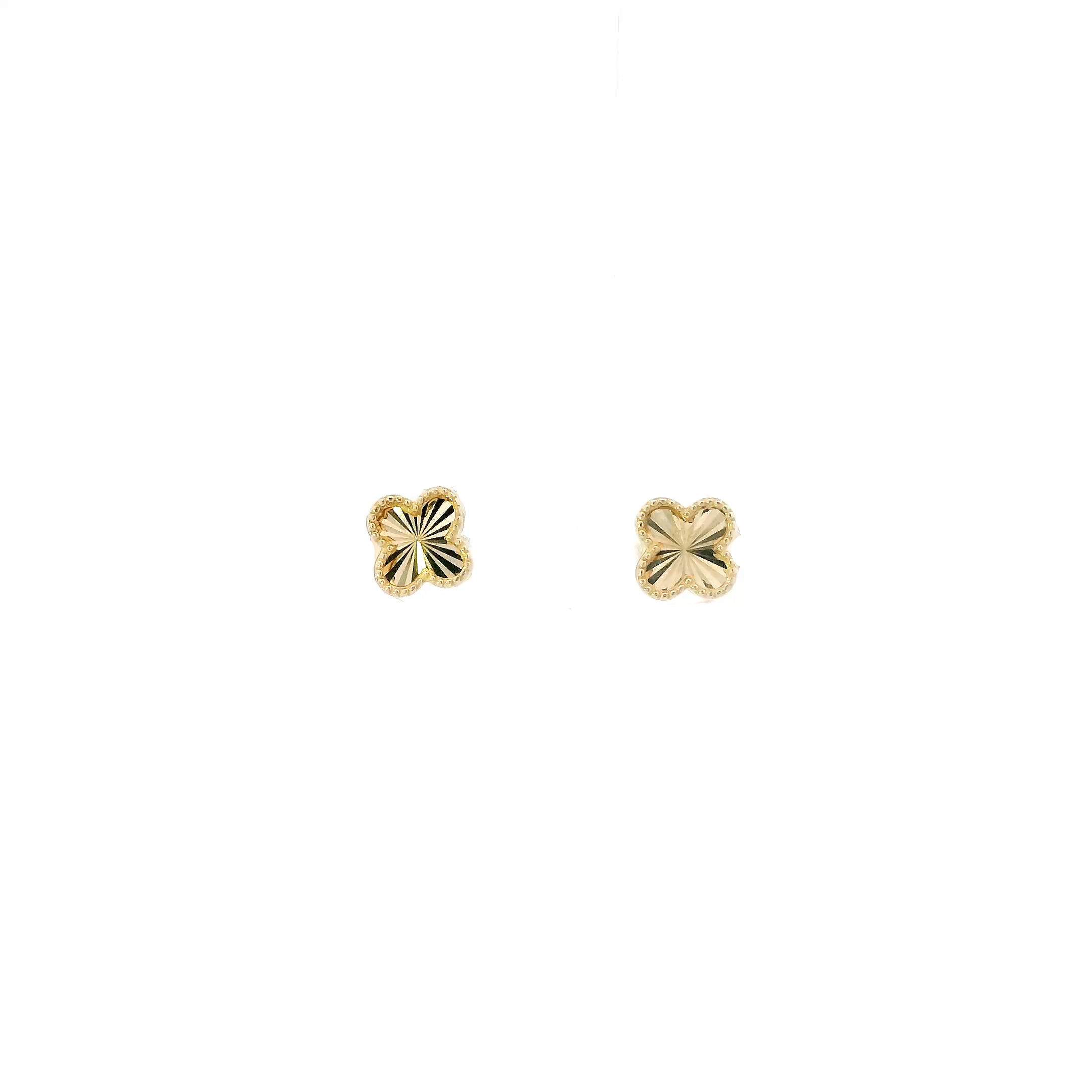 14K Yellow Gold Clover Stud Earrings