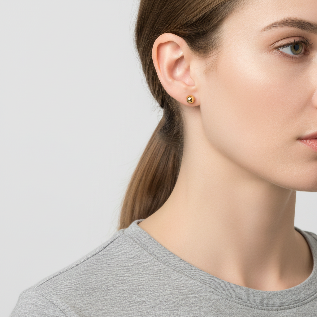 18K Yellow Gold Ball Stud Earrings