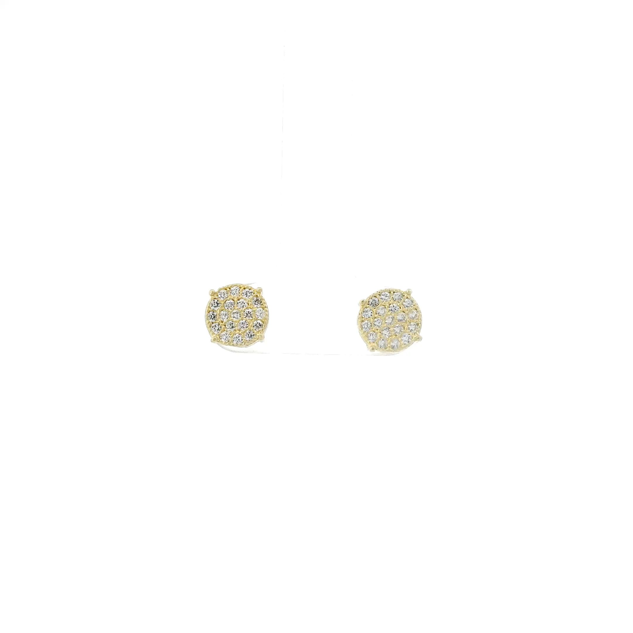 10K Yellow Gold Pave Stud Earrings