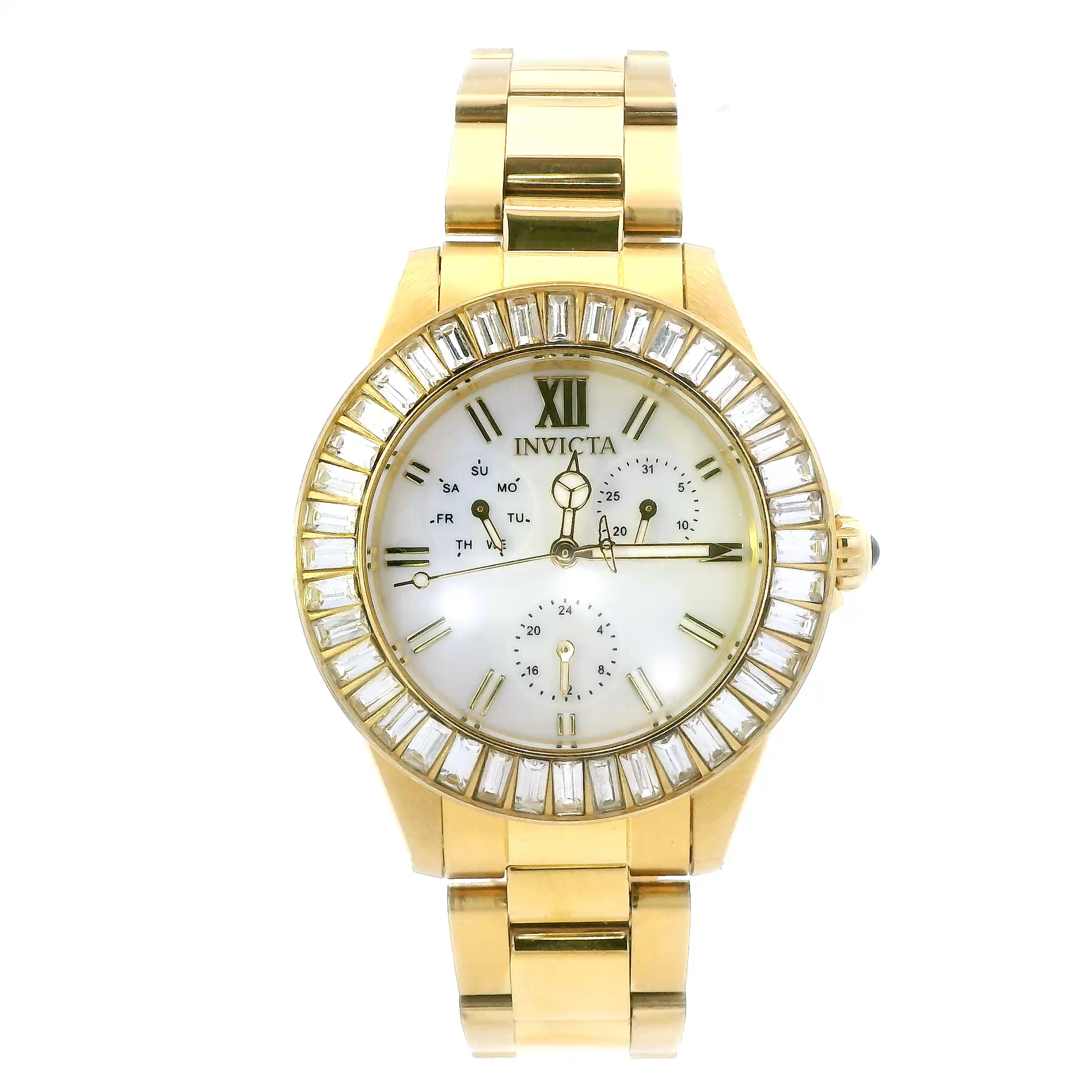 Invicta Angel Gold Tone Cz Bezel Mens Wristwatch - 28452