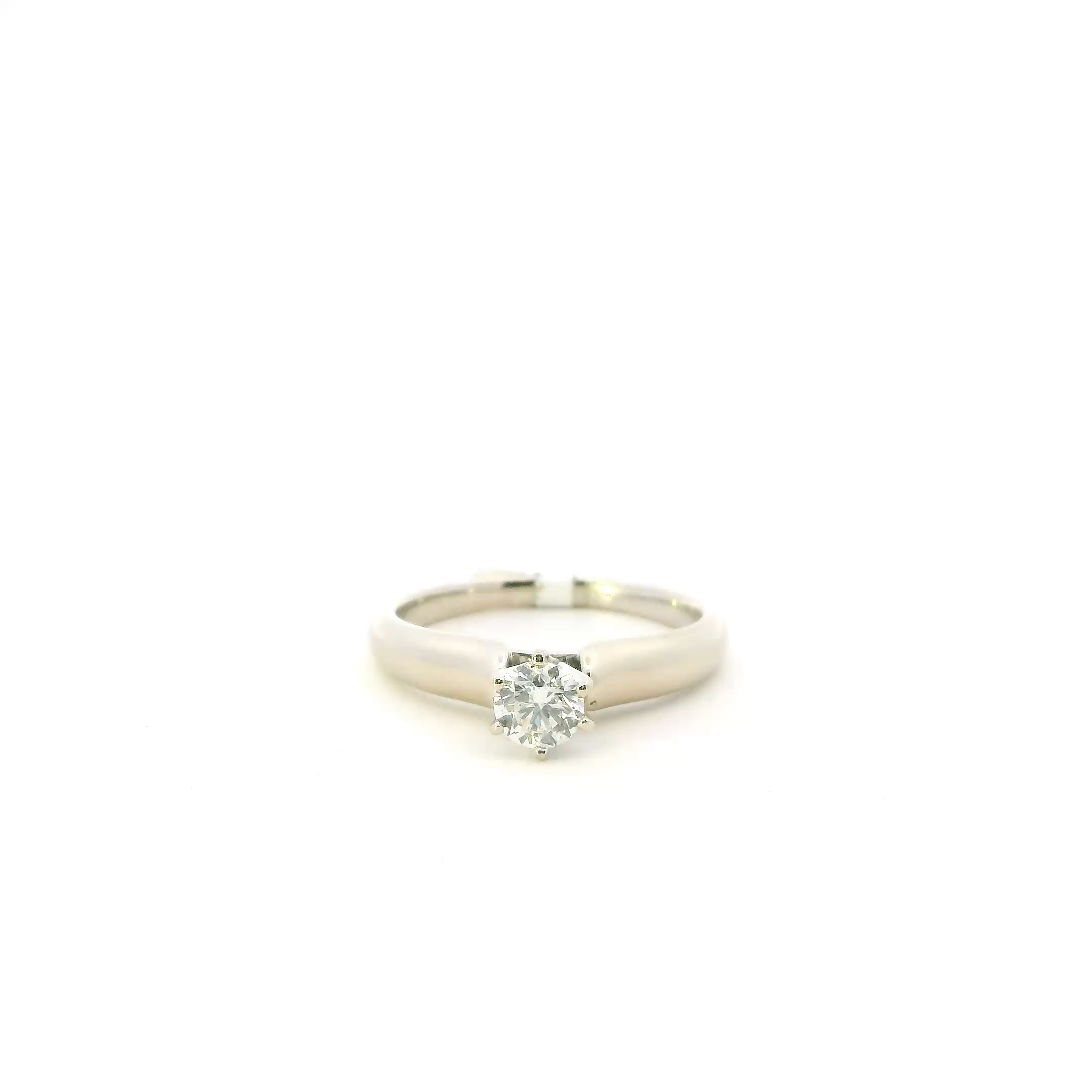14K White Gold Solitaire Womens Ring - 0.50ct
