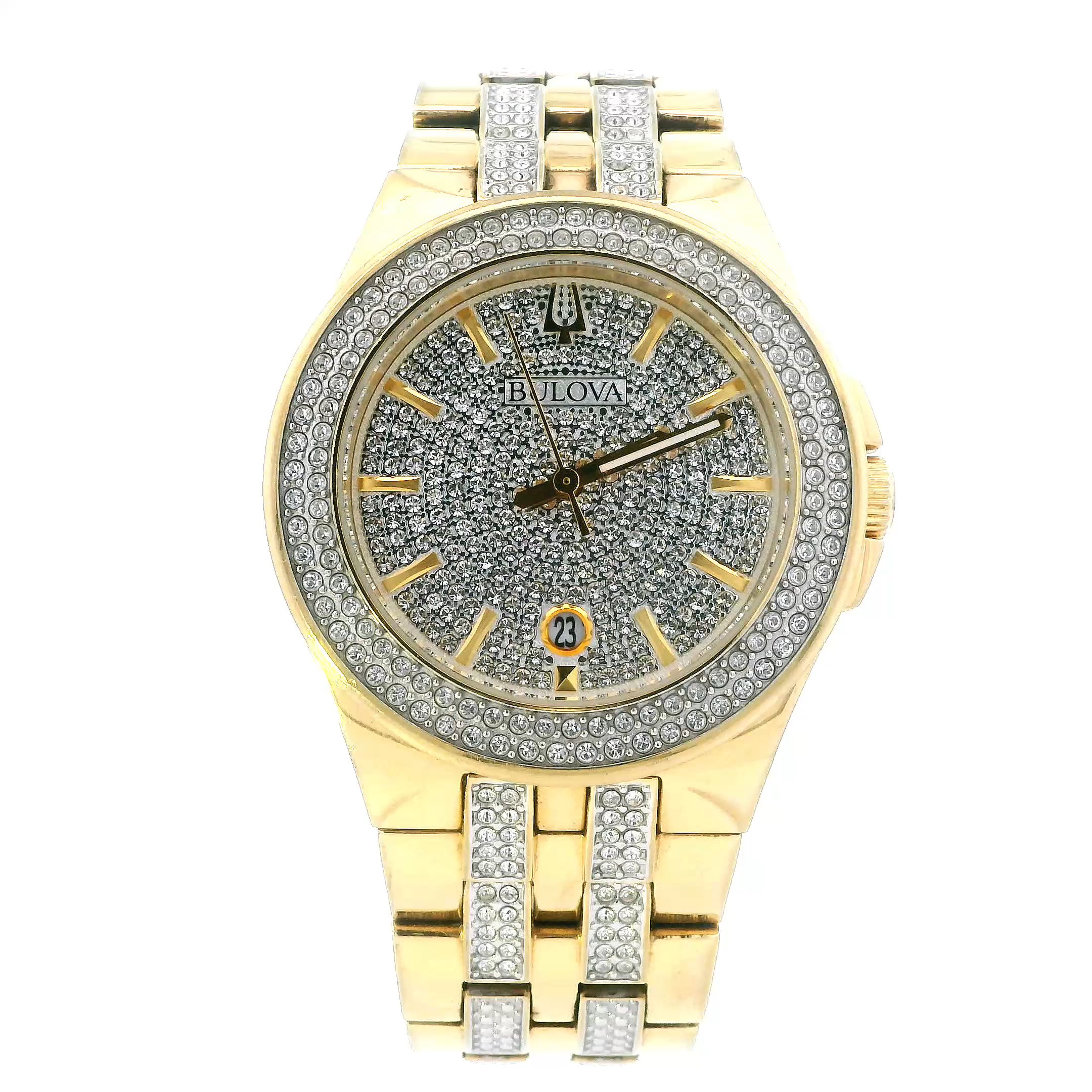 Bulova Gold Tone Stainless Steel Mens Wristwatch - 98K102