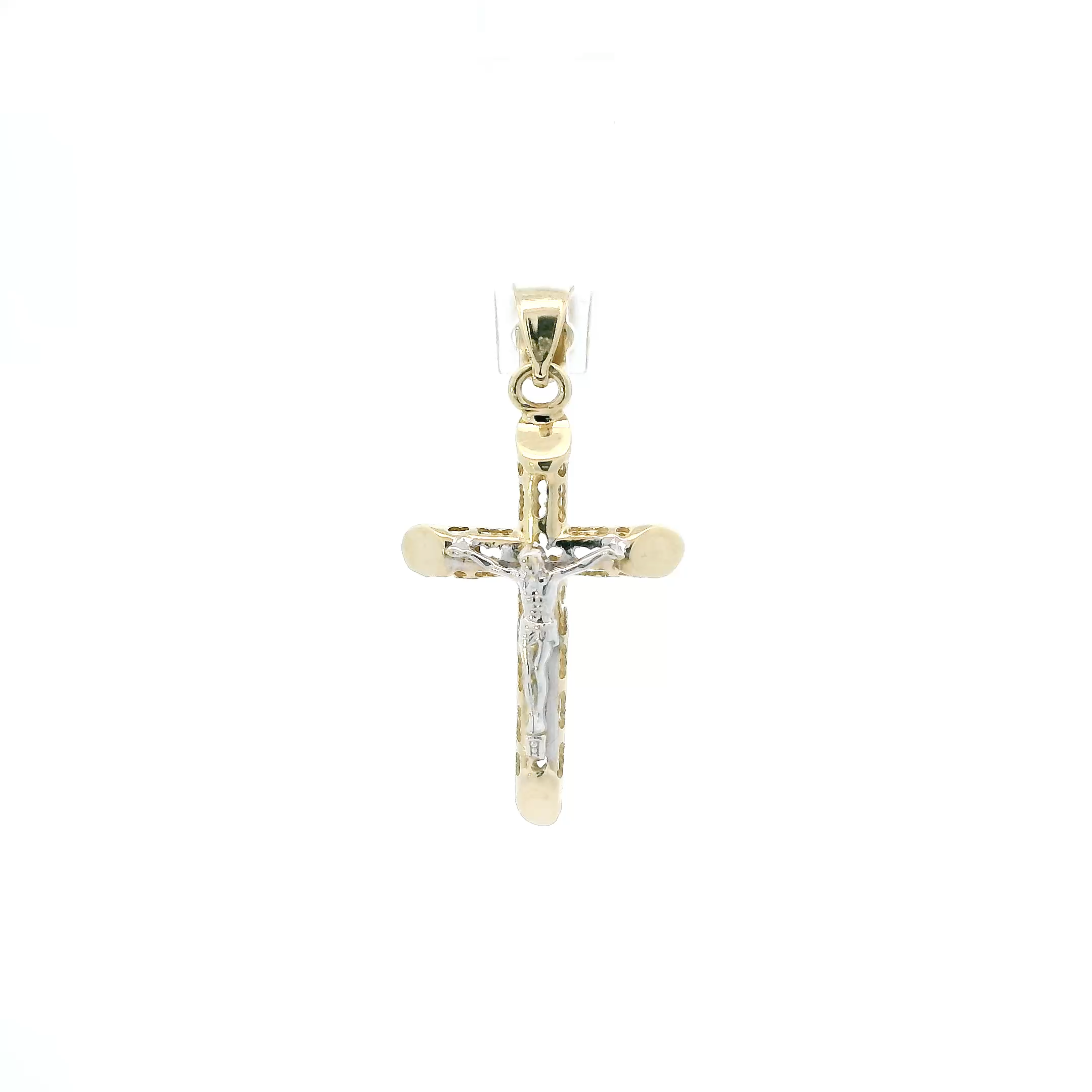 10K Yellow & White Gold Hollow Crucifix Pendant