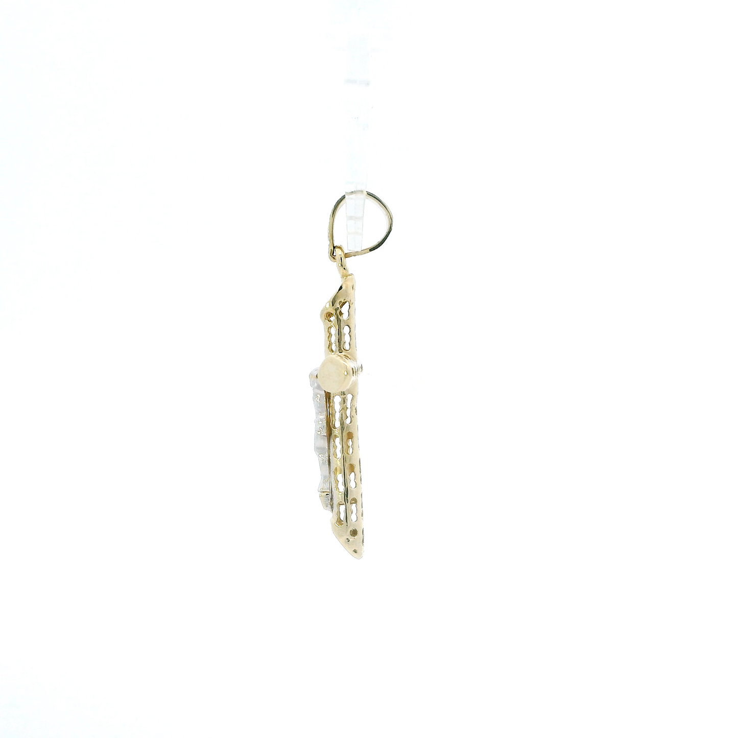 10K Yellow & White Gold Hollow Crucifix Pendant