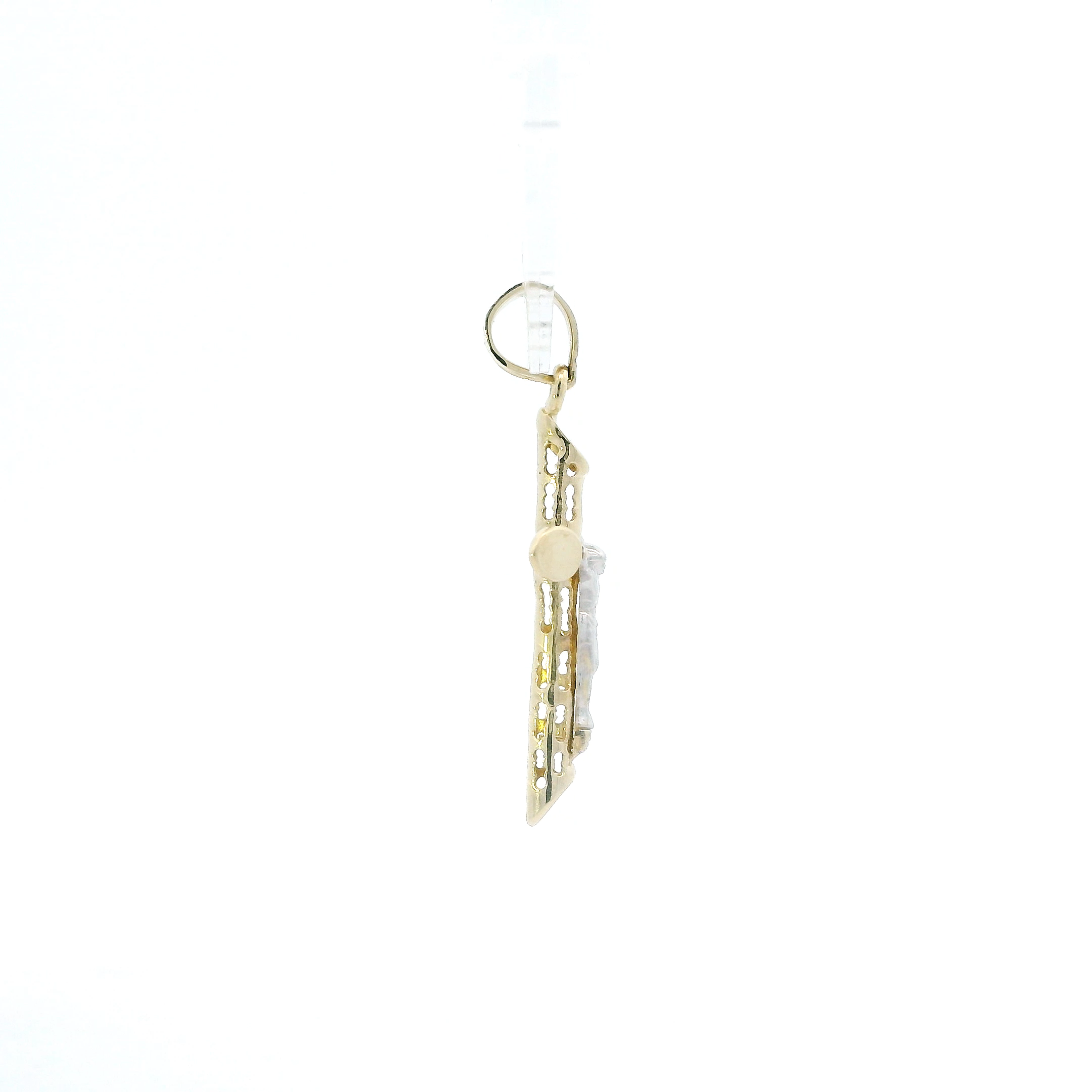 10K Yellow & White Gold Hollow Crucifix Pendant