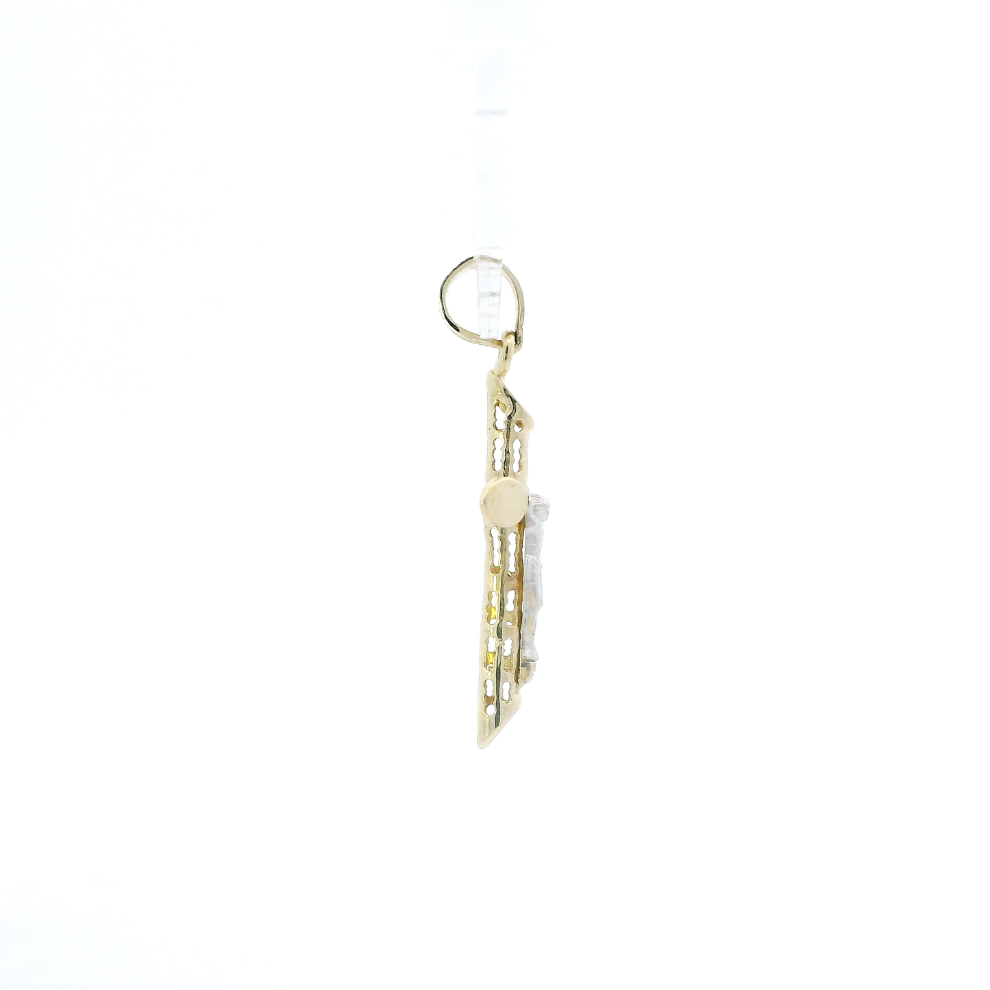 10K Yellow & White Gold Hollow Crucifix Pendant